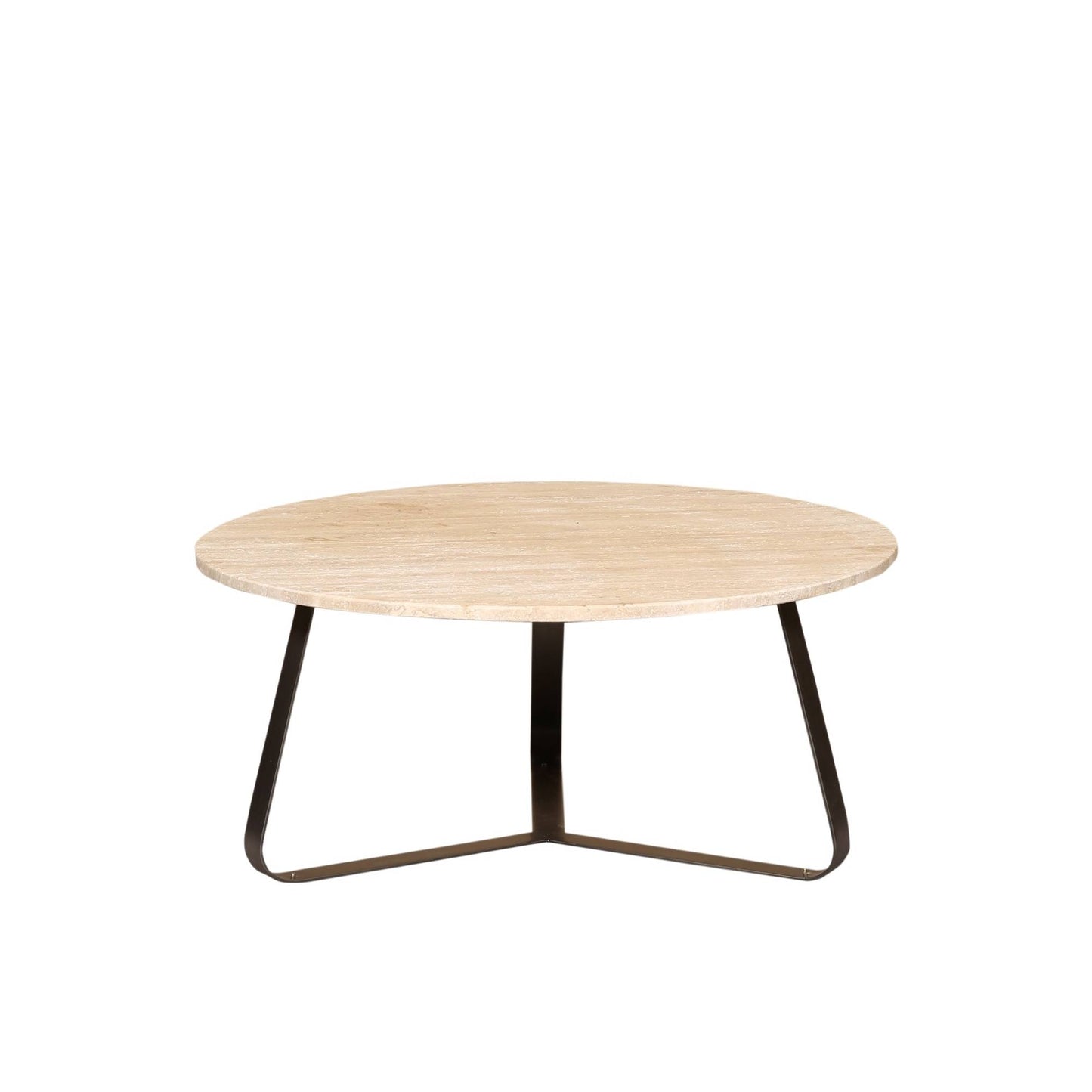 Micka Zwarte Travertijn Ronde Koffietafel Medium 41x59x59 cm