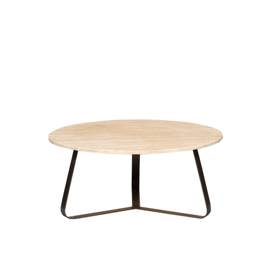 Micka Zwarte Travertijn Ronde Koffietafel Medium 41x59x59 cm