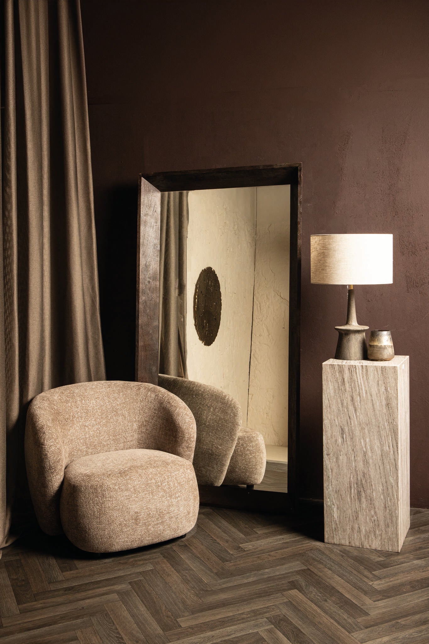 Kyro Brown Acacia Wood Rectangle Mirror Large