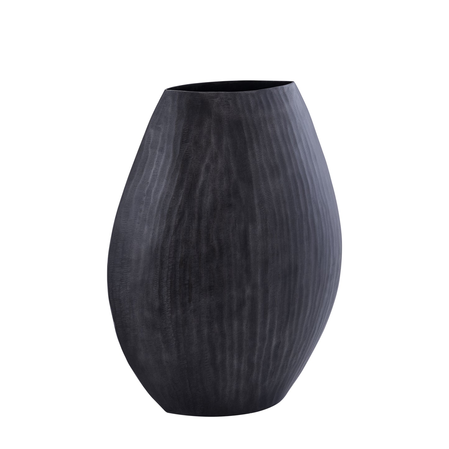 Jowad Grafiet Aluminium Pot Geribd Hoog Ovaal M 46.5x35.5x16.5 cm