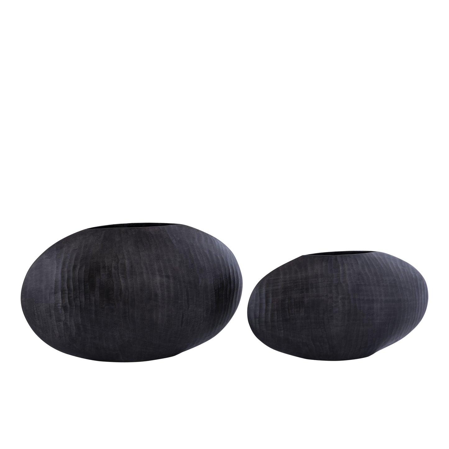 Jowad Graphite Aluminium Pot Geribfeld Laag Ovaal Set van 2 26x45x12.5 cm
