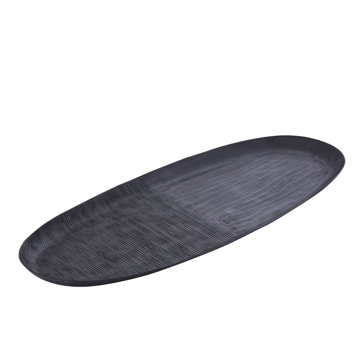 Jowad Graphite Aluminium Schaal Geribd Ovaal L Set van 2 - 2 Sets 2.5x60.5x25.5 cm