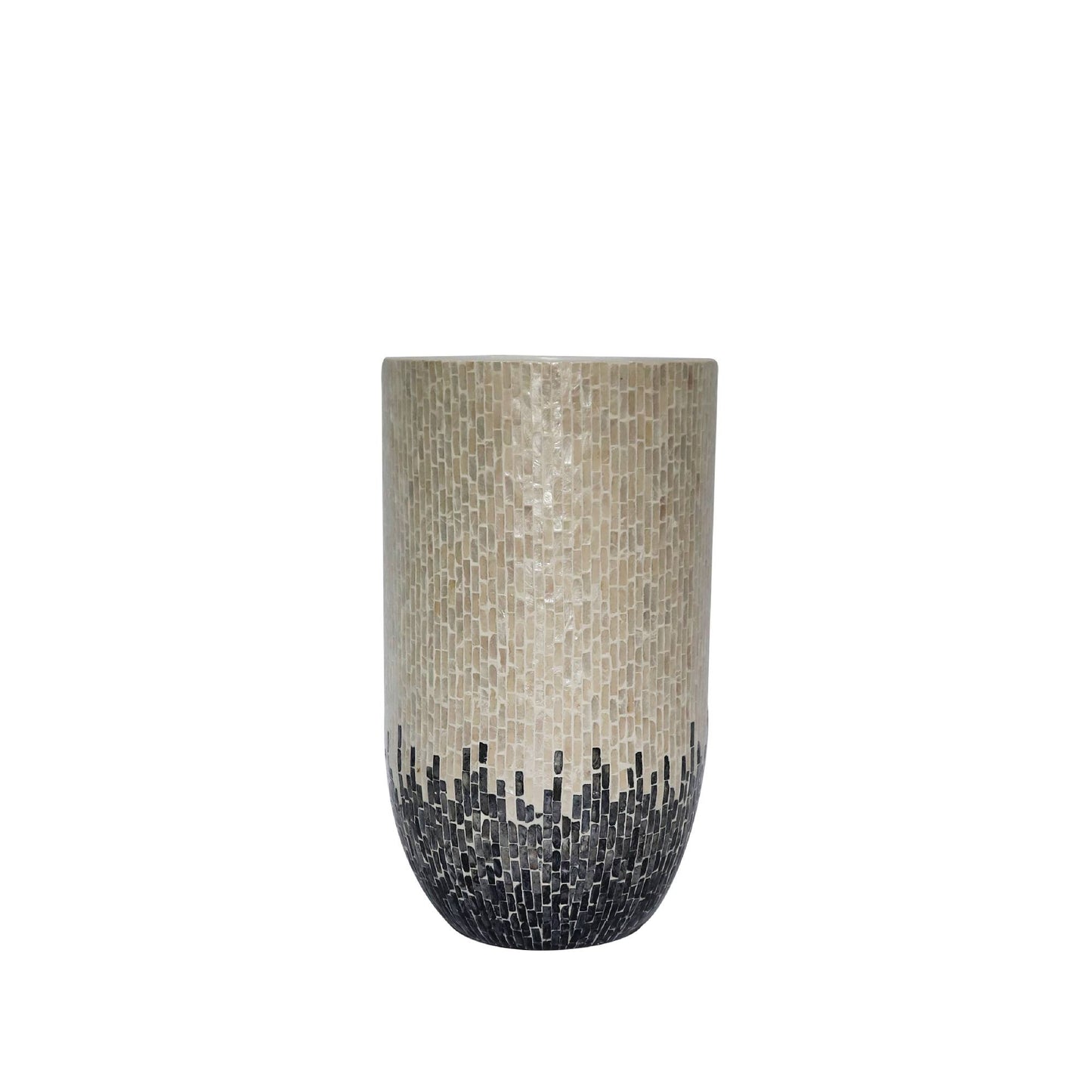 Vojtech White Round Poly Shell Bamboo Pot Ombre M