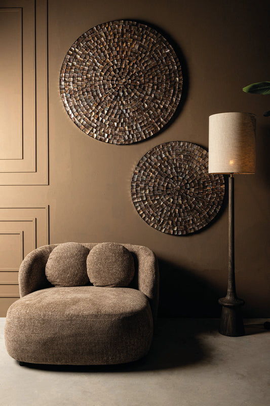 Nikael Bronze Round Poly Shell Bamboo Wall Panel L