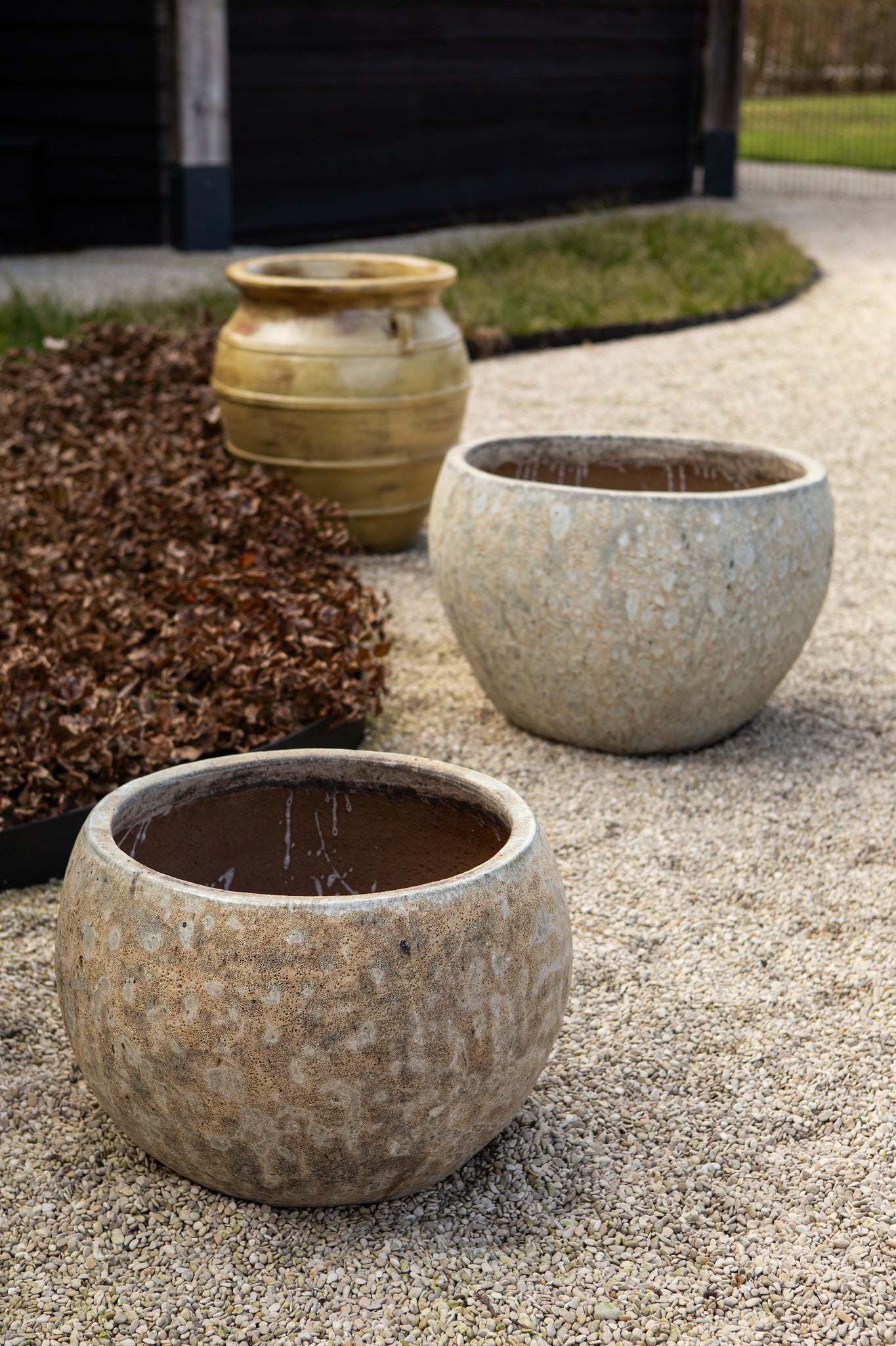Caedyn Green Round Ceramic Pot Rough Finish SV2 L