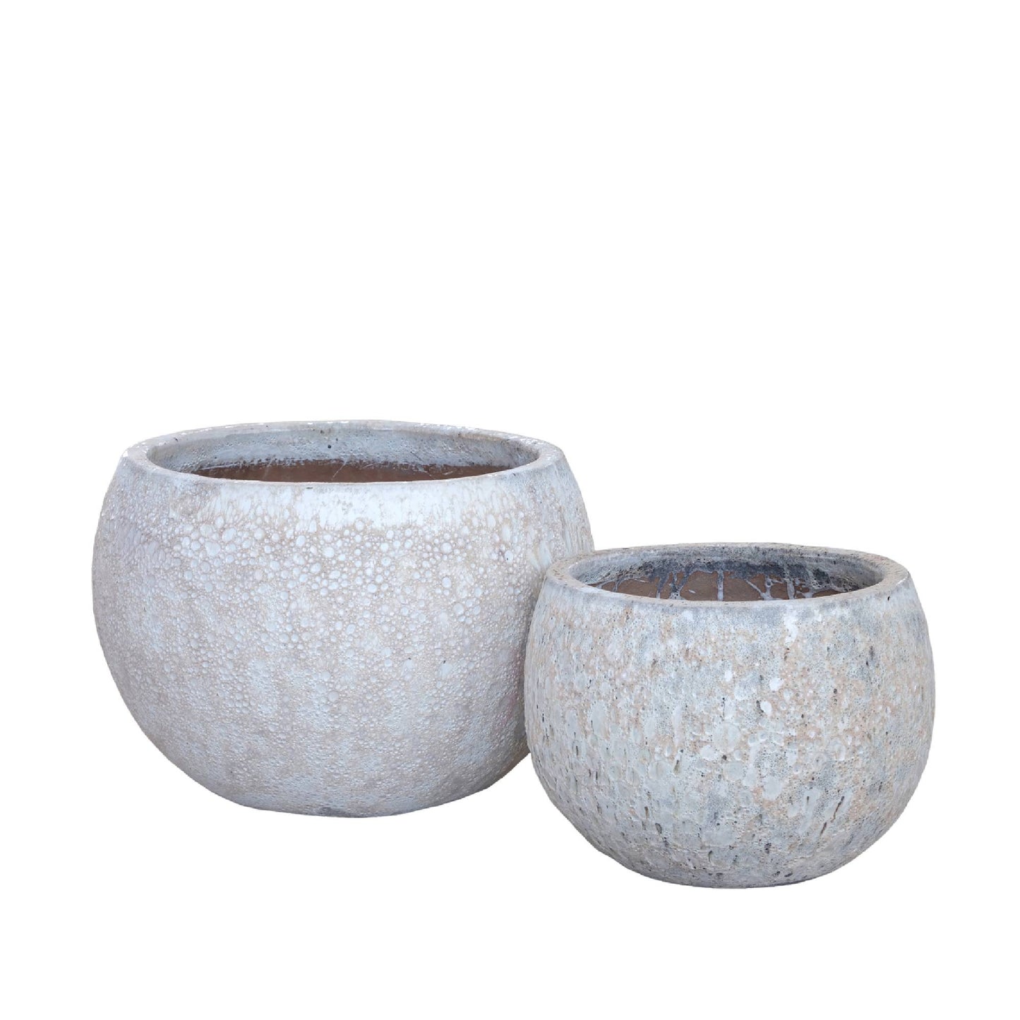 Caedyn Witte Ronde Keramische Pot Ruw Finish Set Van 2 L 52x75x75 cm