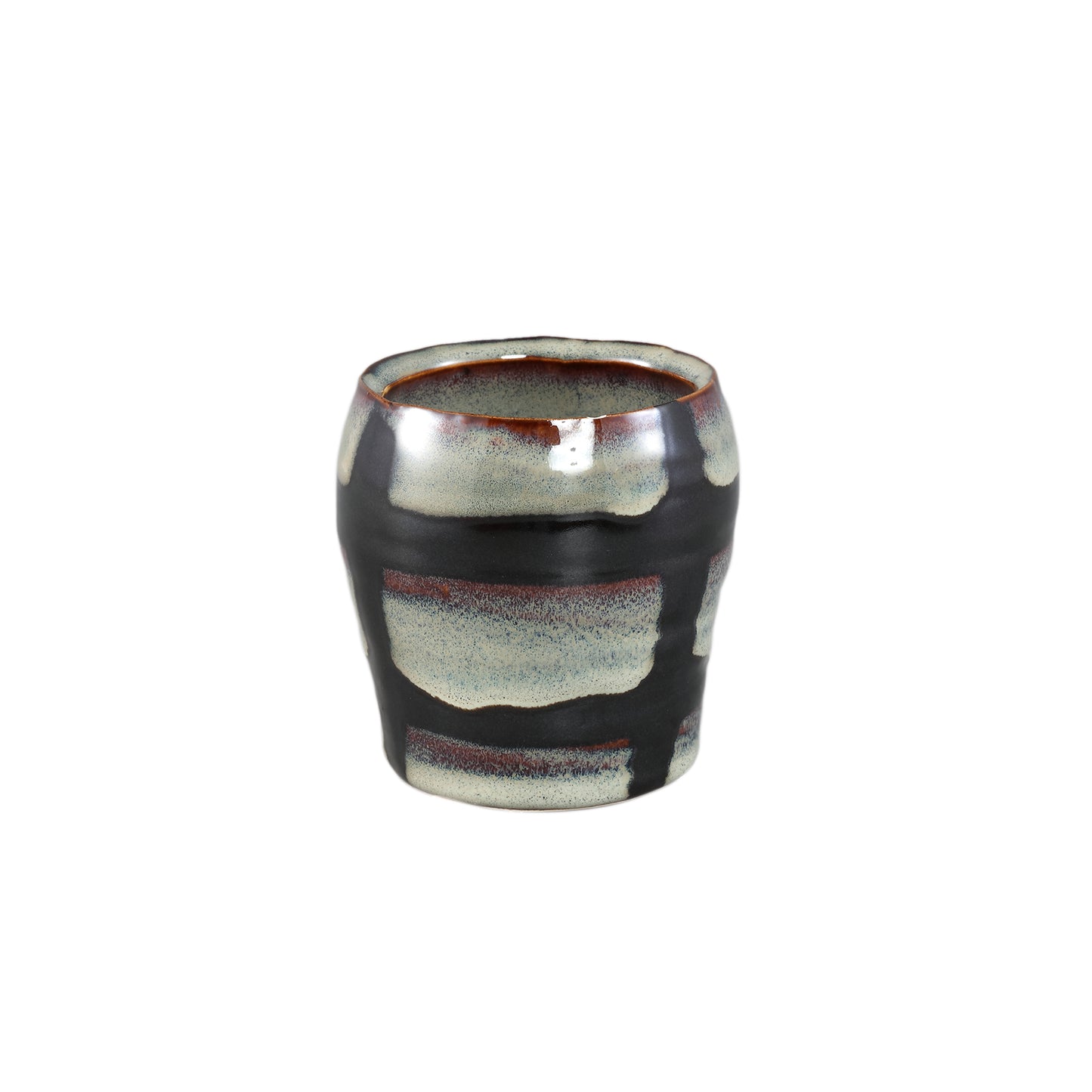 Arpit Witte Keramische Ronde Pot Met Patroon XS - Set Van 12 Stuks - 12 Sets 7.5x8x8 cm