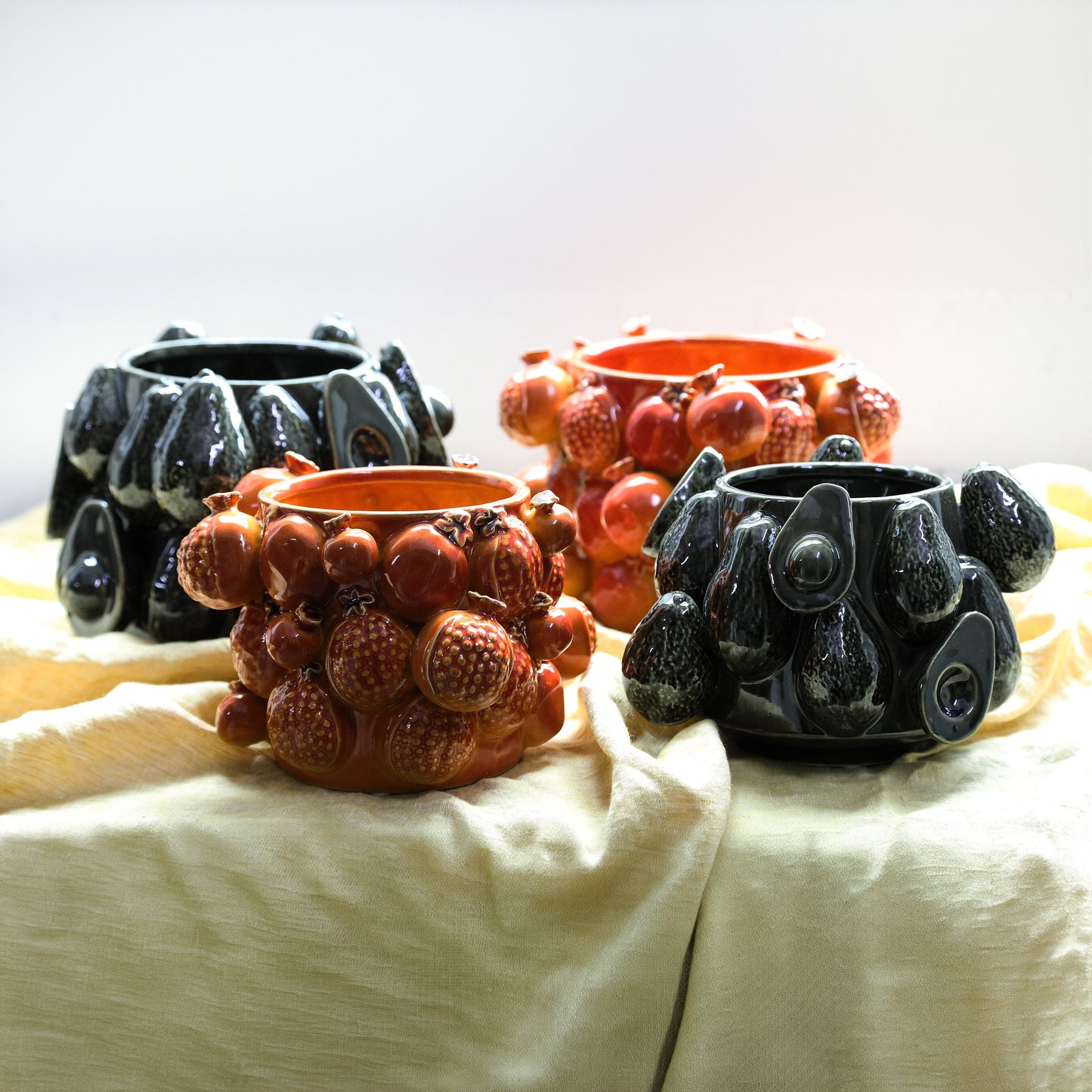 Bauer Orange Ceramic Round Pomegranate Pot Large