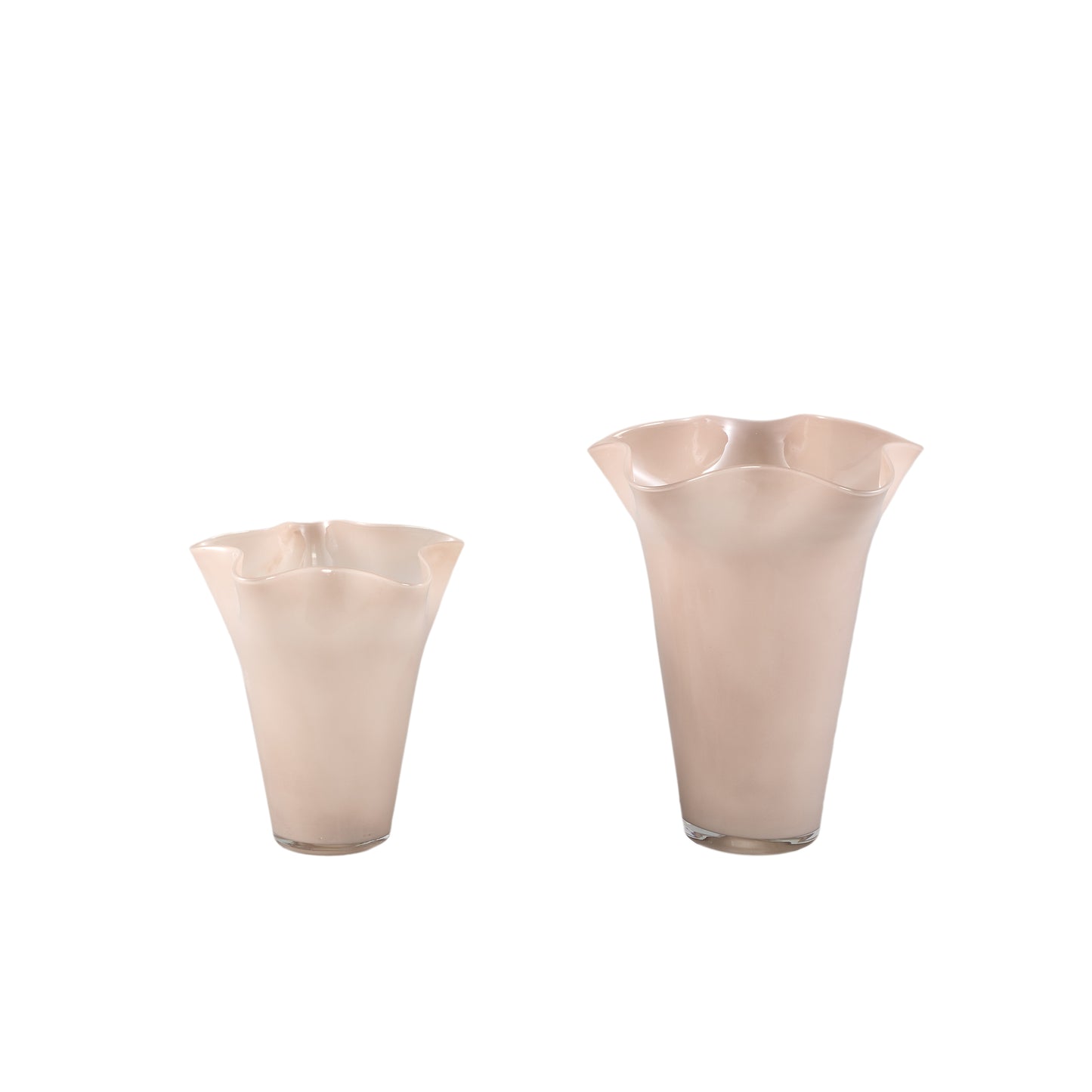 Macarena Bruin Glas Ronde Vaas Golvend Hoog Set van 4 - 4 Sets 24.5x18.5x18.5 cm