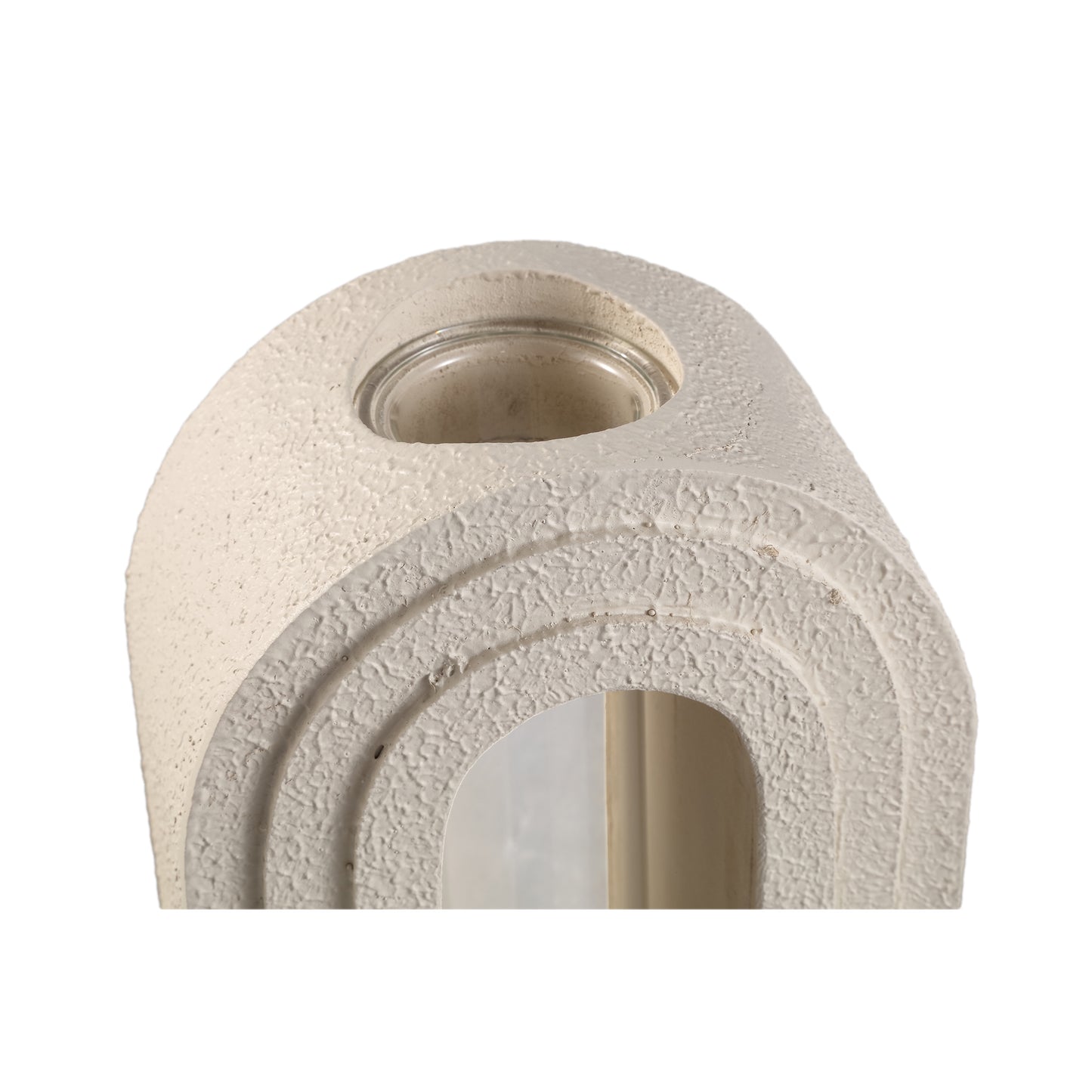 Abigail Crème Plantenbak Met Glazen Buisje Strik Set van 2 - 2 Sets 25x15x9 cm