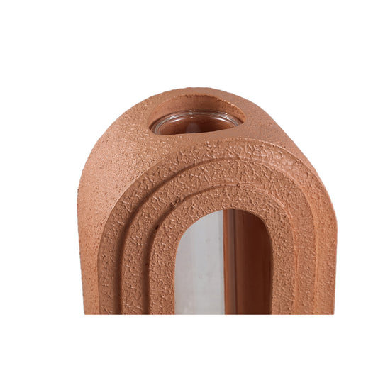 Abigail Roestkleurige Plantenbak Met Glazen Tube Strik Set Van 2 - 2 Sets 25x15x9 cm