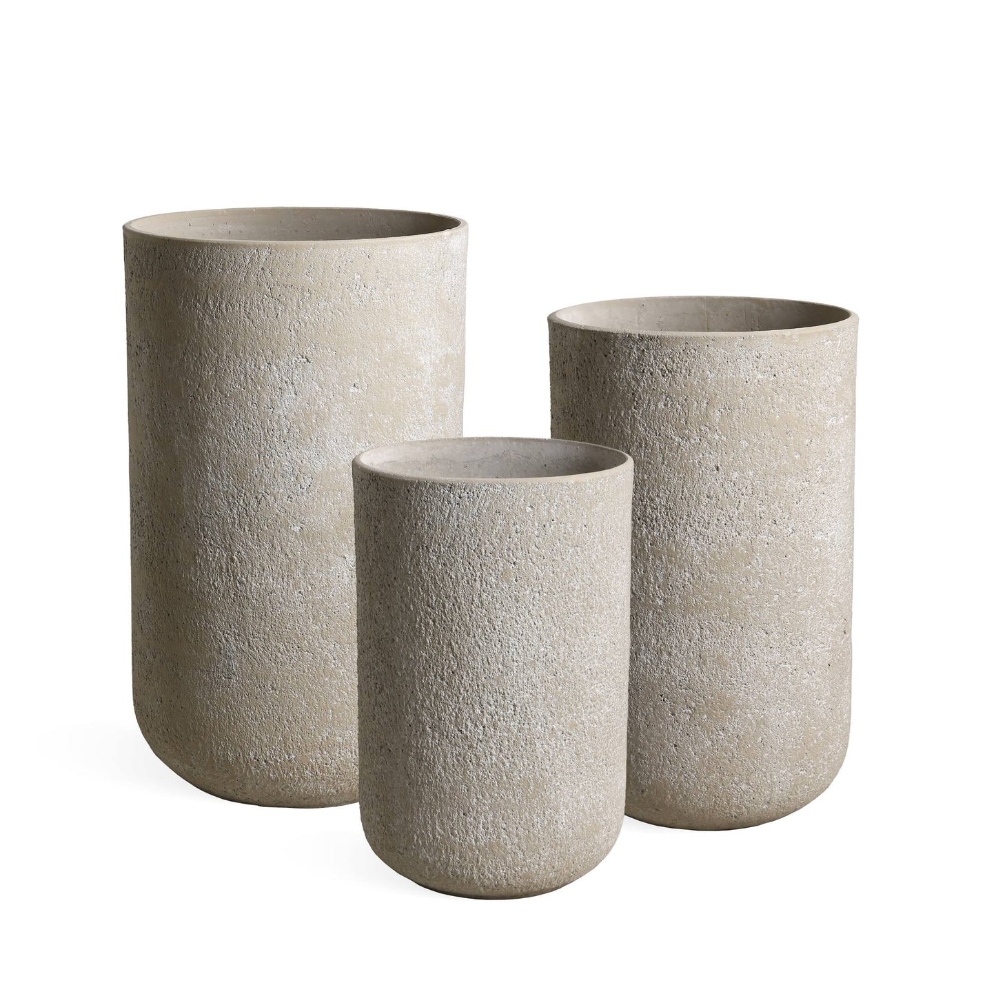 Deliahe Crème Keramische Pot Rond Hoog Set Van 3 60x37x37 cm