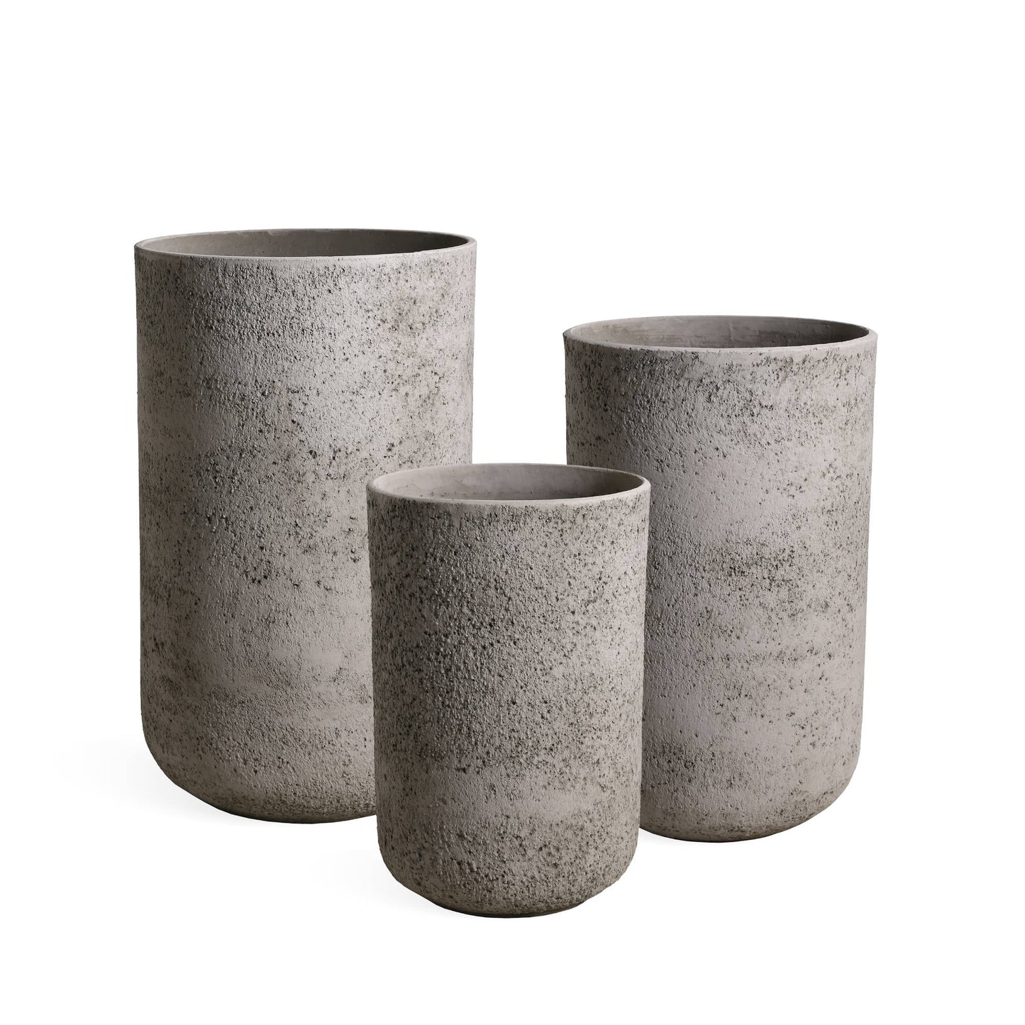 Deliahe Grijze Keramische Pot Rond Hoog Set Van 3 60x37x37 cm