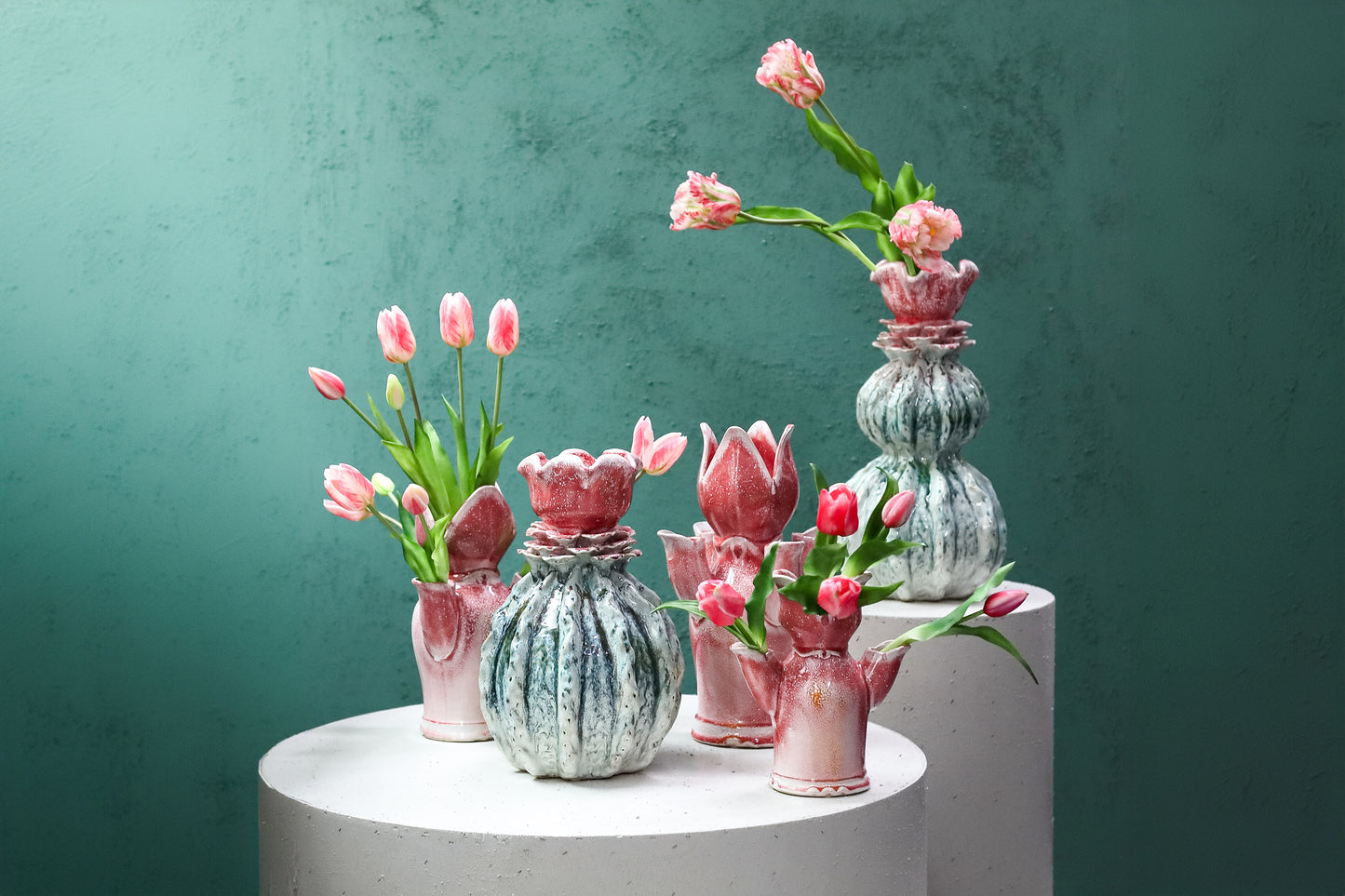 Brigittee Pink Ceramic Tulip Shape Vase L