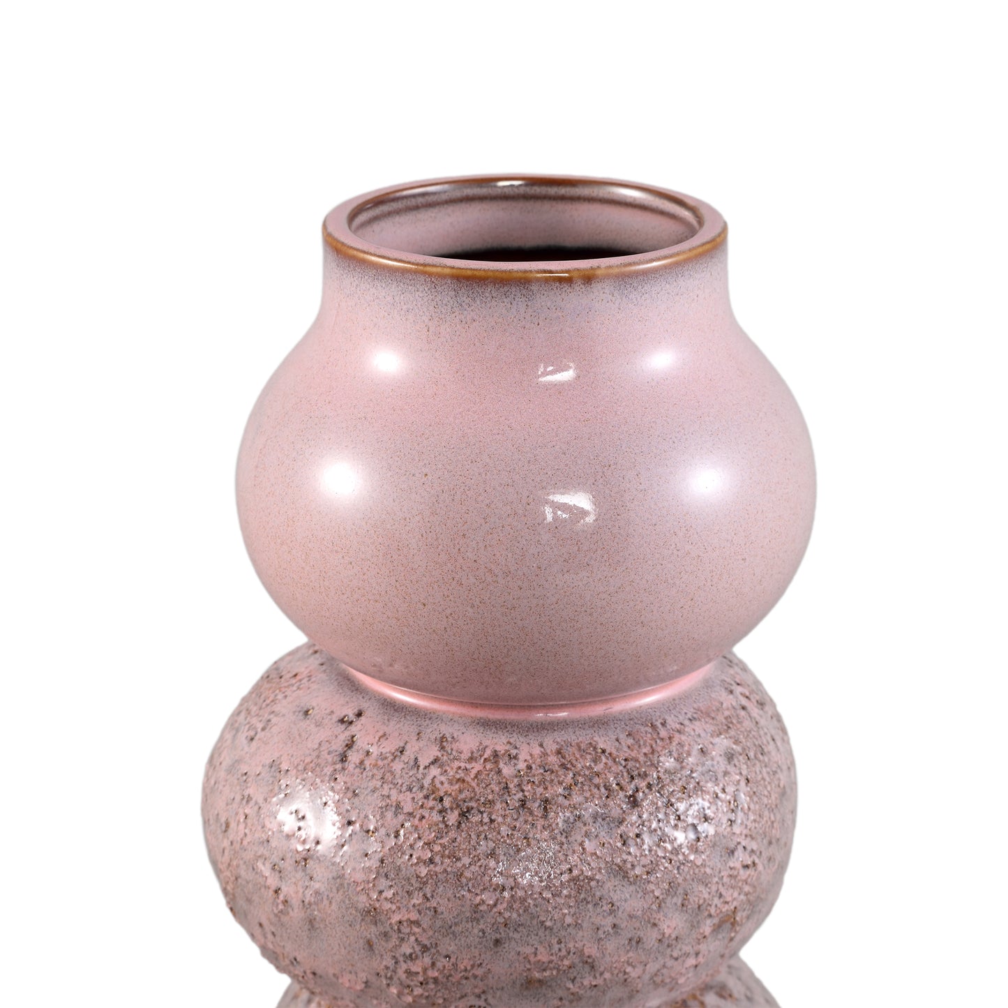 Concetta Roze Keramische Ronde Bulby Pot Rough Set van 6 Stuks L - 6 Sets 26x15x15 cm