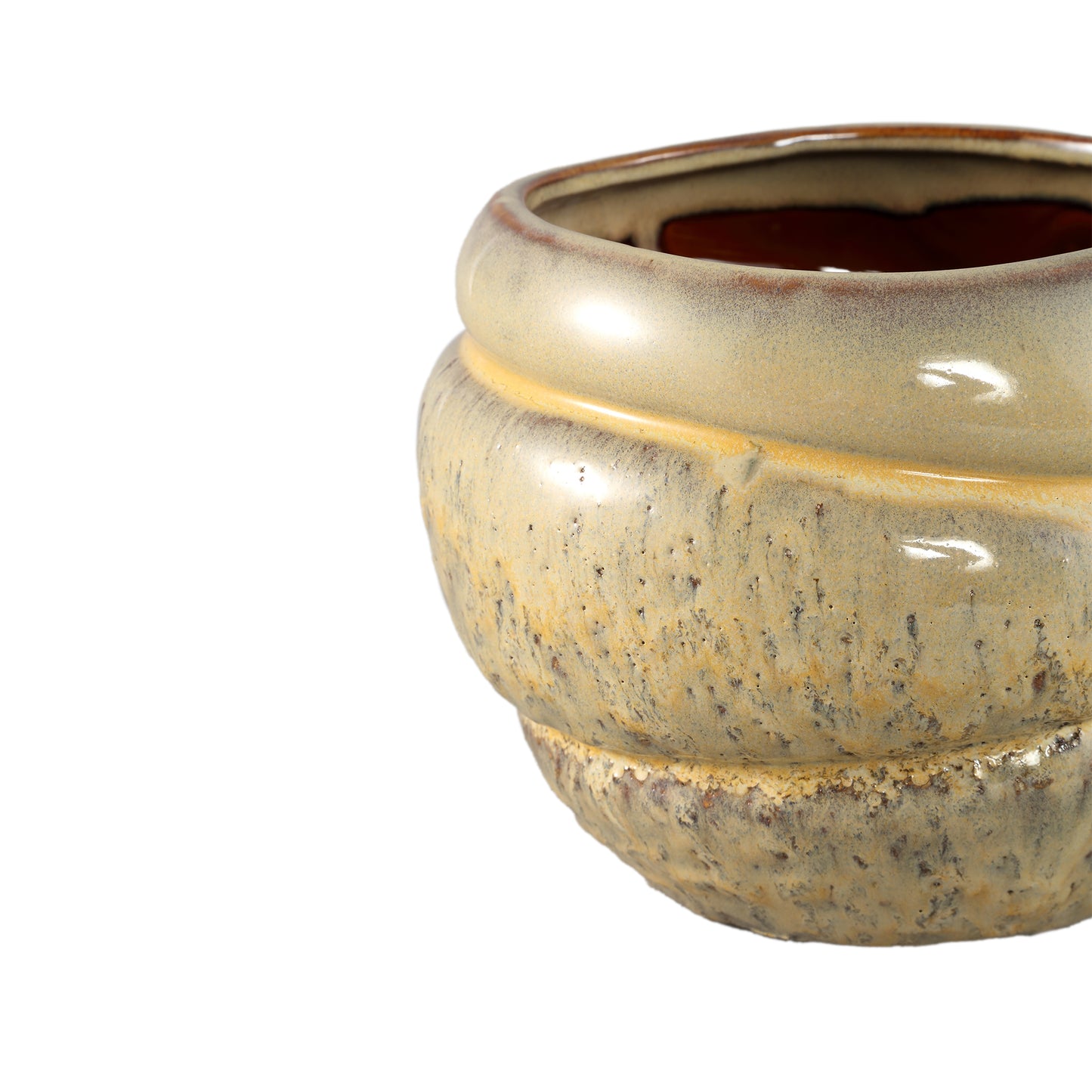 Jordanna Gele Keramische Ronde Pot Met Lagen XL Set van 6 Stuks - 6 Sets 16.5x22x22 cm