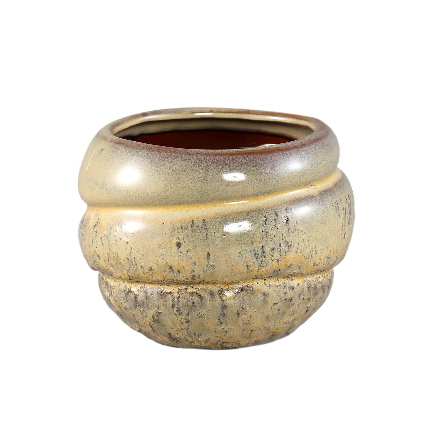 Jordanna Gele Keramische Ronde Pot Met Lagen Set Van 6 Stuks - 6 Sets 13x17.5x17.5 cm