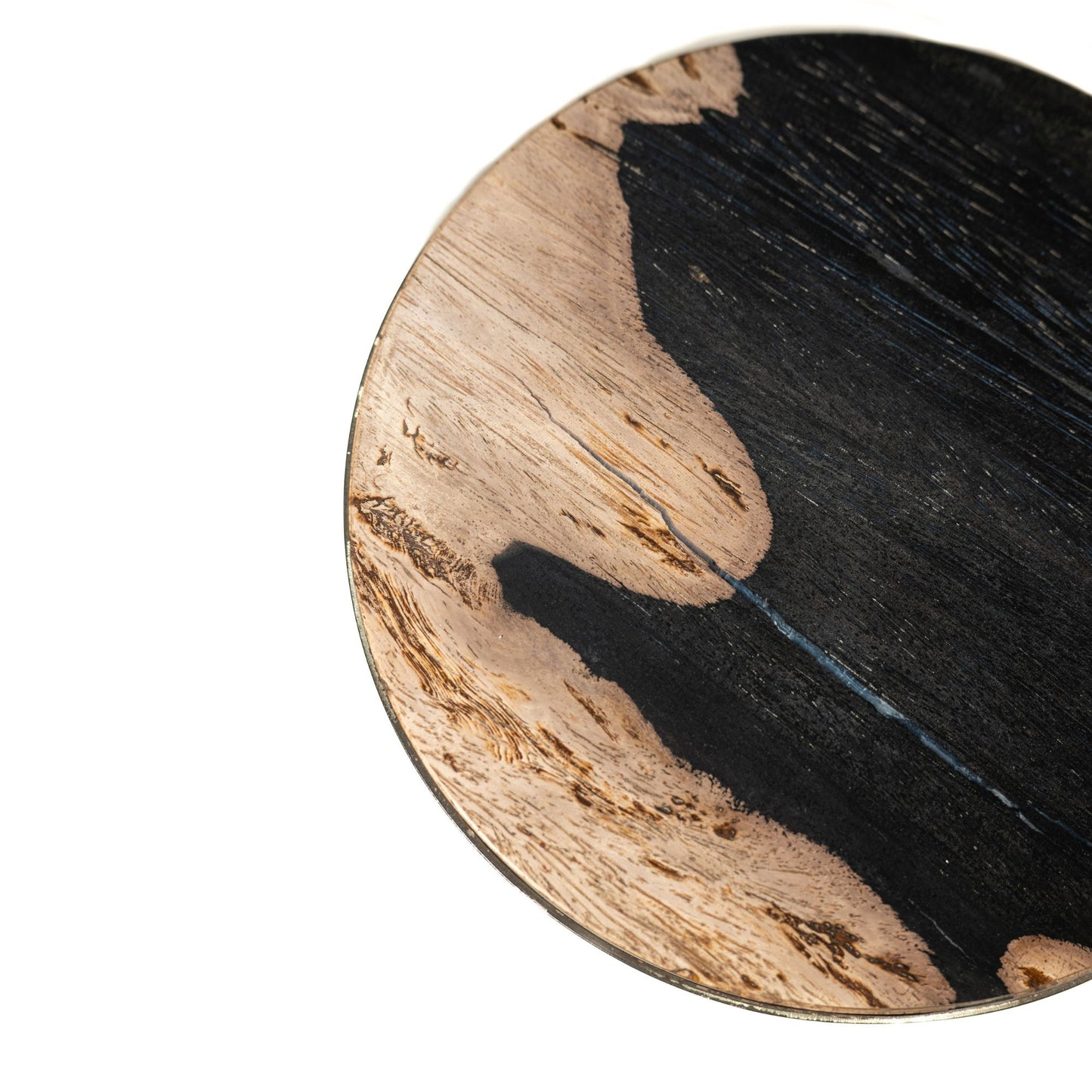 Mody Zwarte Bijzettafel Met Versteend Hout Op Voet Rond 64x21x21 cm