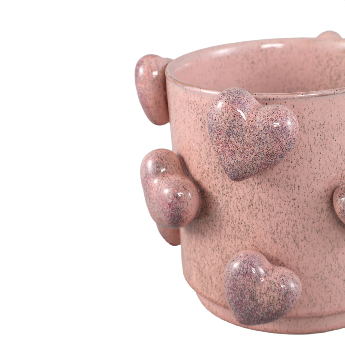 Valentin Roze Keramische Pot Met 3D Hartjes Set Van 2 - 2 Sets 17x22x21.5 cm