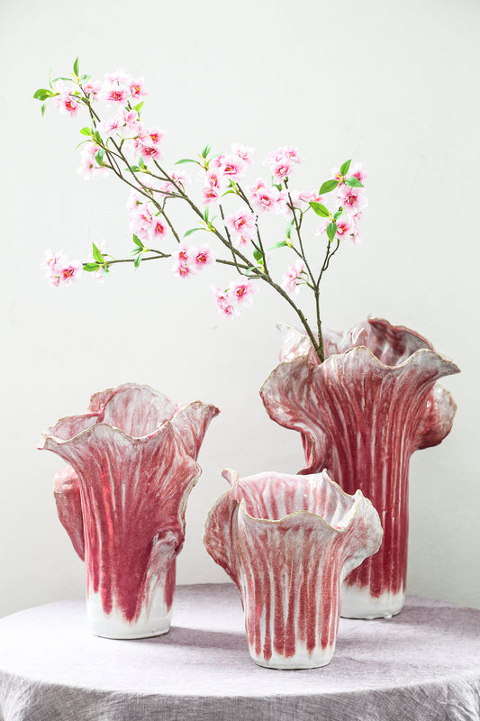Swing Pink Ceramic Pot Cabbage Shape M