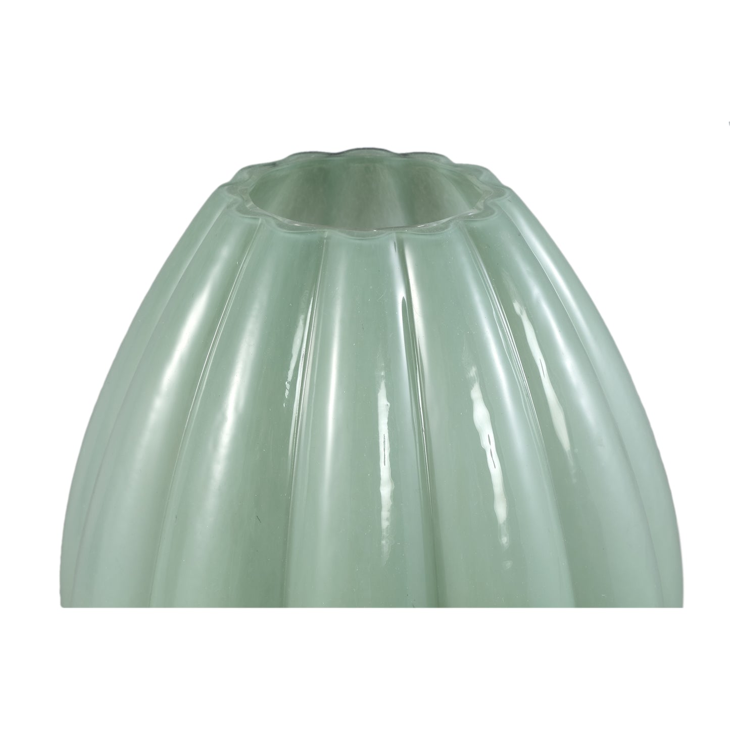 Syamer Groen Melkglas Vaas Geribbd Op Voet Set Van 4 - 4 Sets 27x21x21 cm
