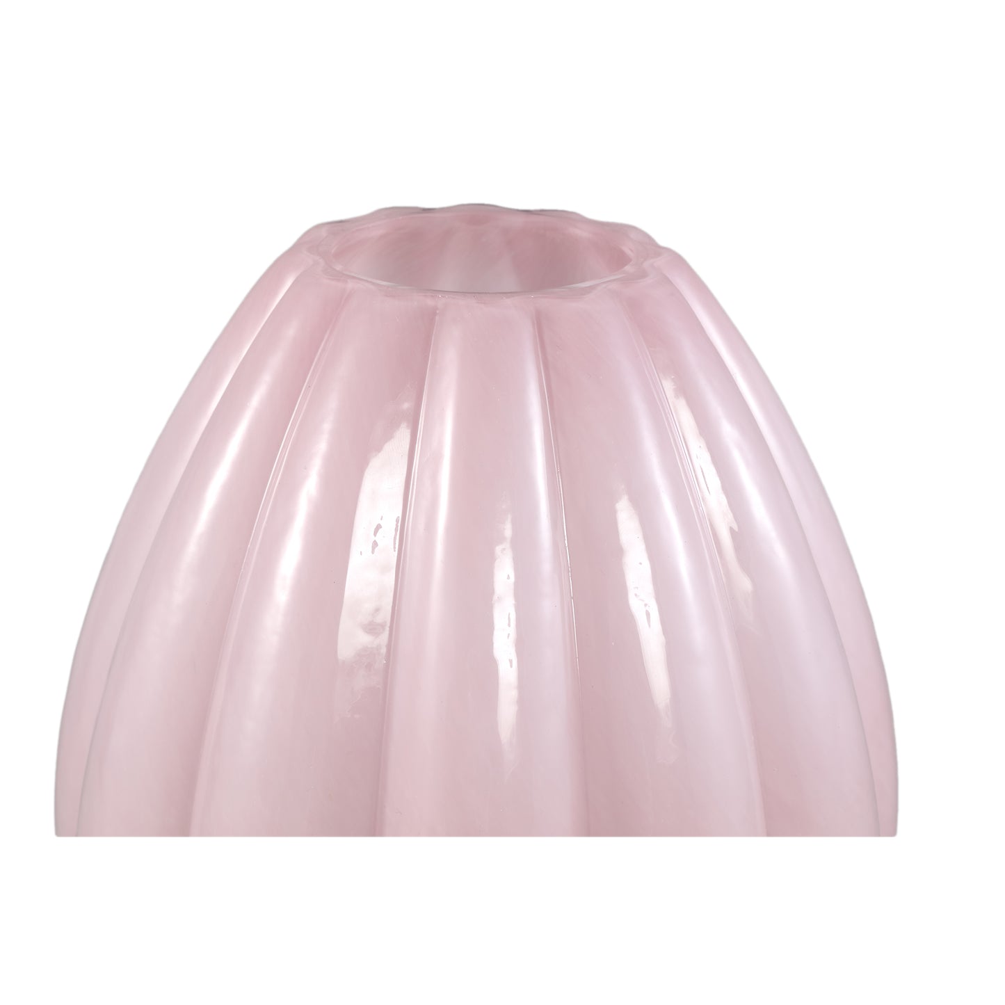 Syamer Roze Melkglas Vaas Geribbd Op Voet L Set Van 4 Stuks - 4 Sets 27x21x21 cm