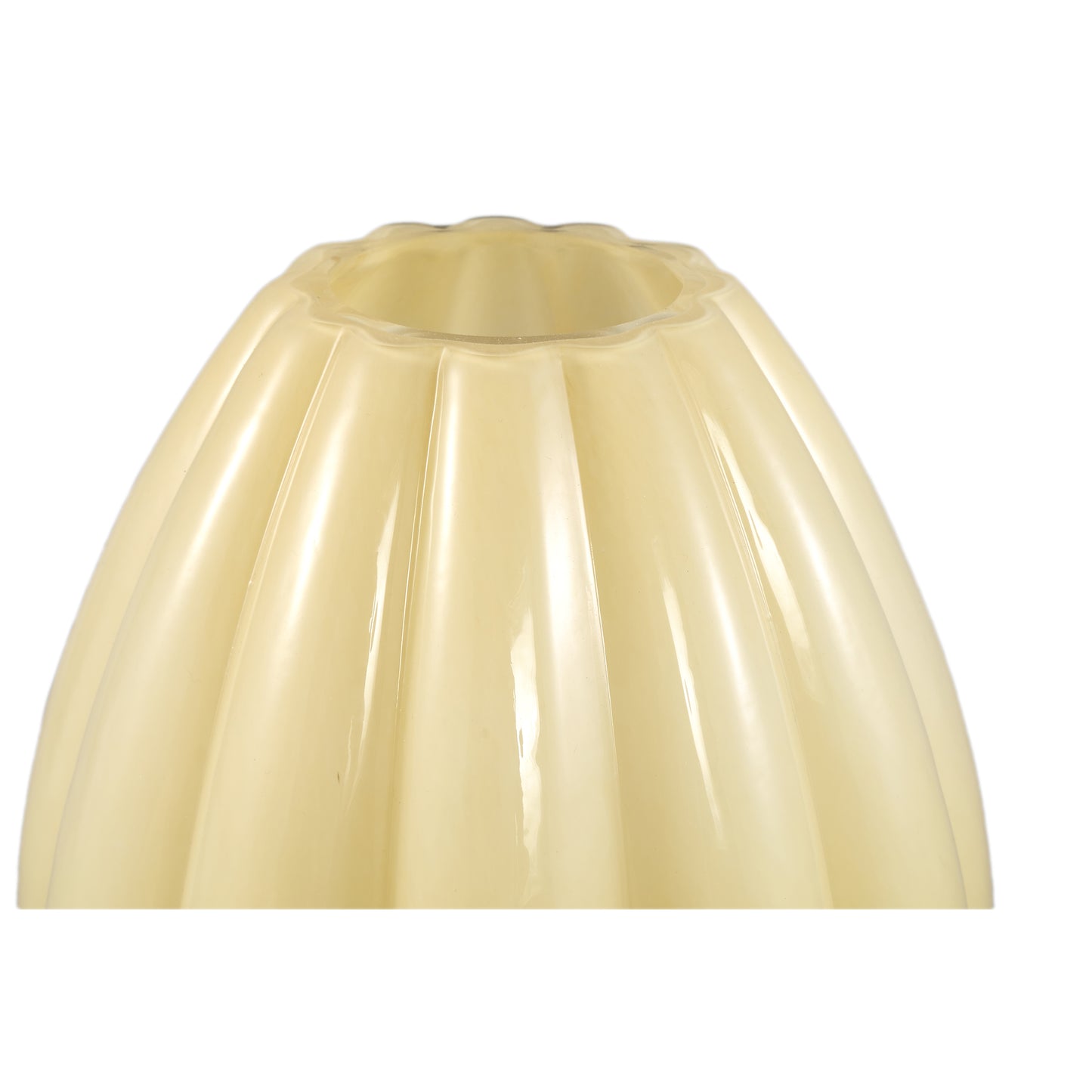 Syamer Crème Melkglas Vaas Geribfeld op Voet L – Set van 4 - 4 Sets 27x21x21 cm