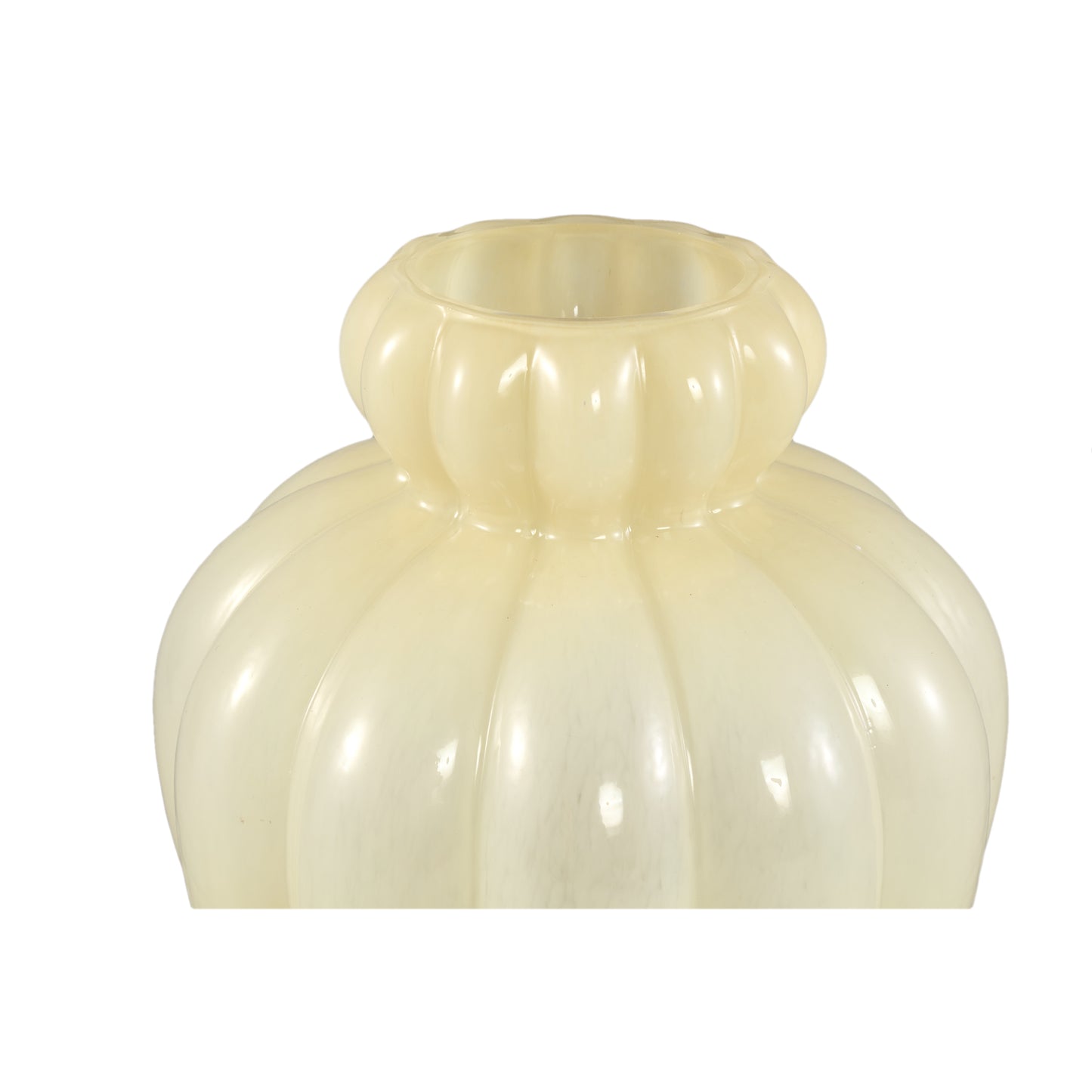 Syamer Crème Melkglas Vaas Geribbed Small Border L Set van 4 - 4 Sets 27x21x21 cm