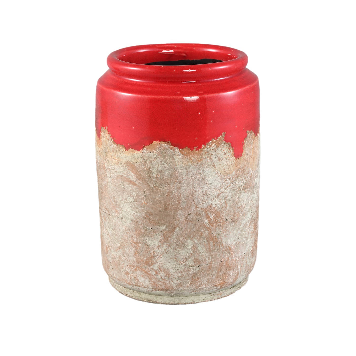 Breffni Rode Ronde Keramische Pot Met Glazen Deksel Set van 4 Stuks - 4 Sets 29x21x21 cm