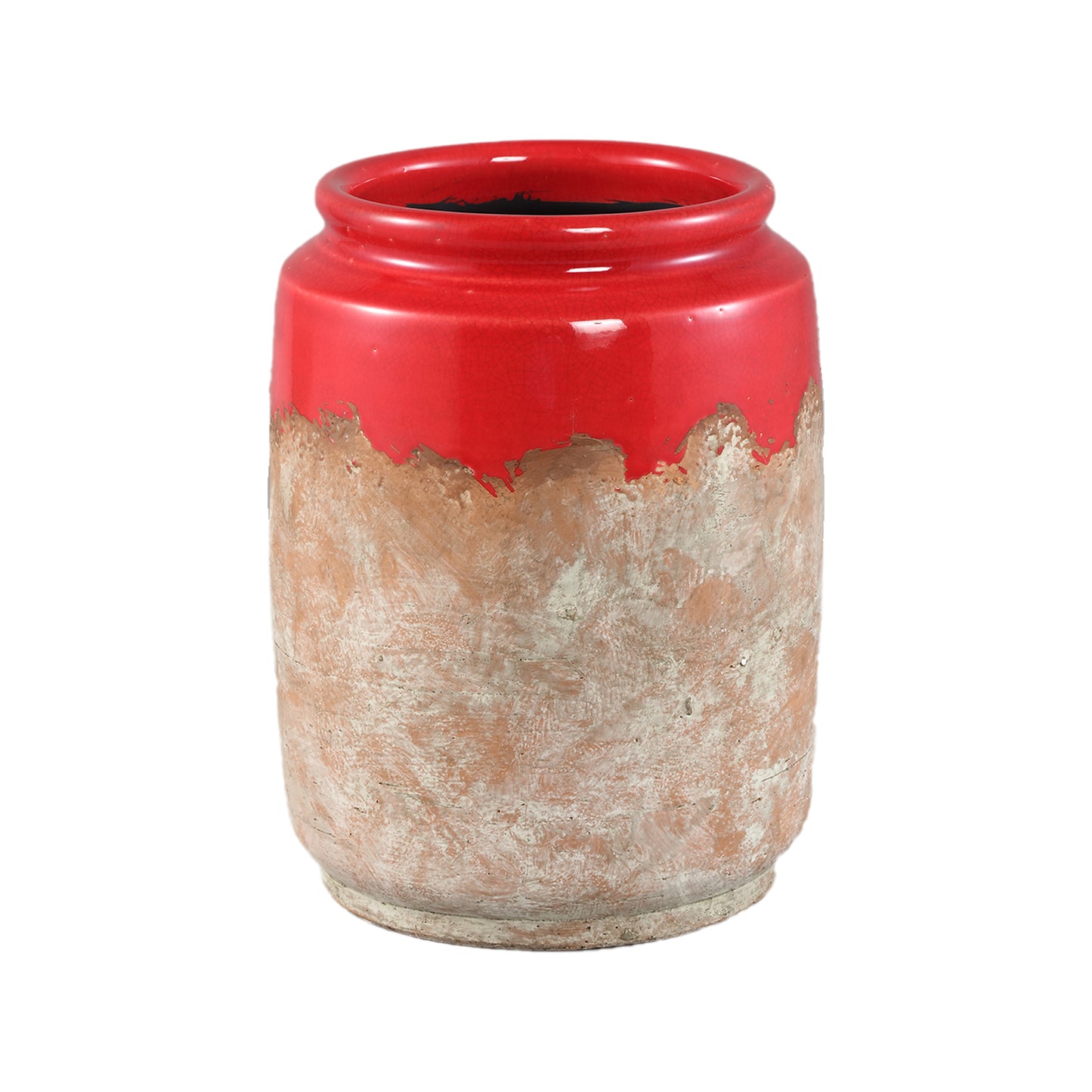 Breffni Rode Ronde Keramische Pot Glazuur Bovenkant M – Set van 4 - 4 Sets 25.5x20x20 cm