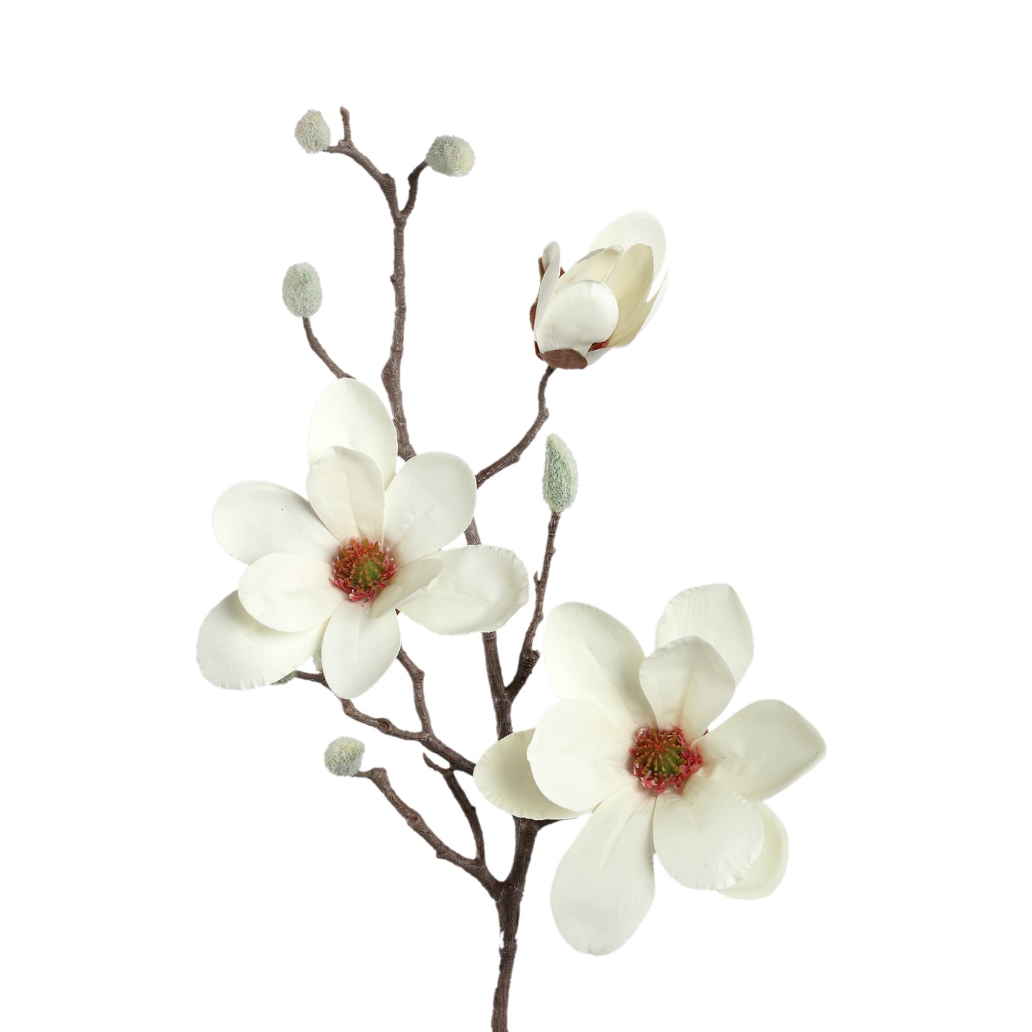 Magnolia Flower Wit Spray Met Knop - Set van 12 73x36x23 cm