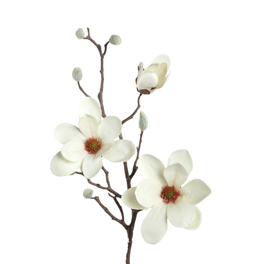 Magnolia Flower Wit Spray Met Knop - Set van 12 73x36x23 cm
