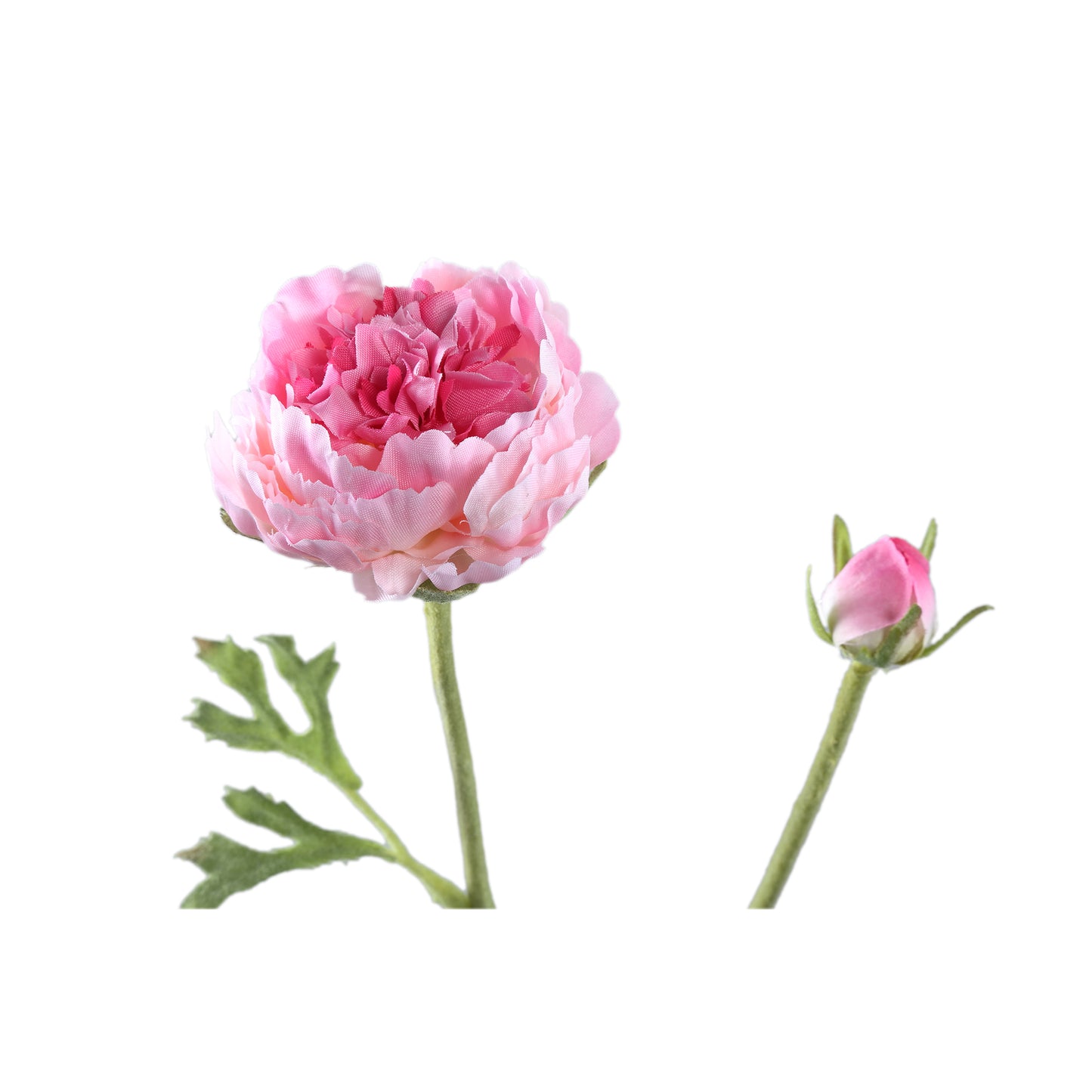 Ranonkel Flower Roze Spray Met Knop En Bladeren - Set van 12 39x23x13 cm