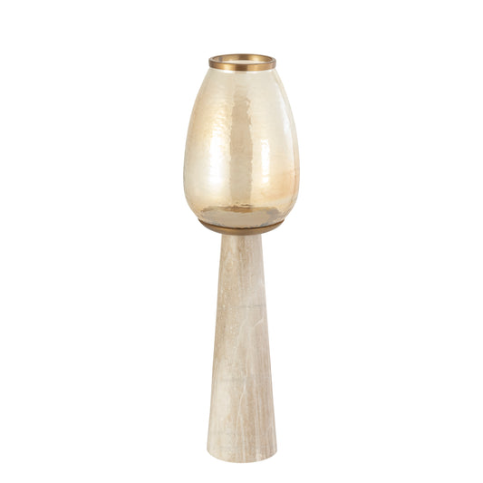 Berdand Beige Vloer Windlicht Glazen Kegel L 79x22x22 cm
