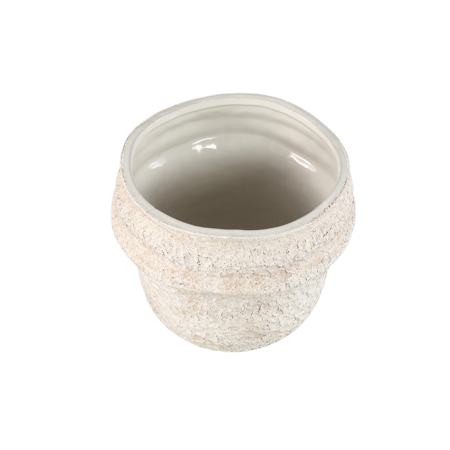 Mauvi Cream Keramische Pot Golvende Rand Set Van 6 Stuks - 6 Sets 17x19.5x19.5 cm