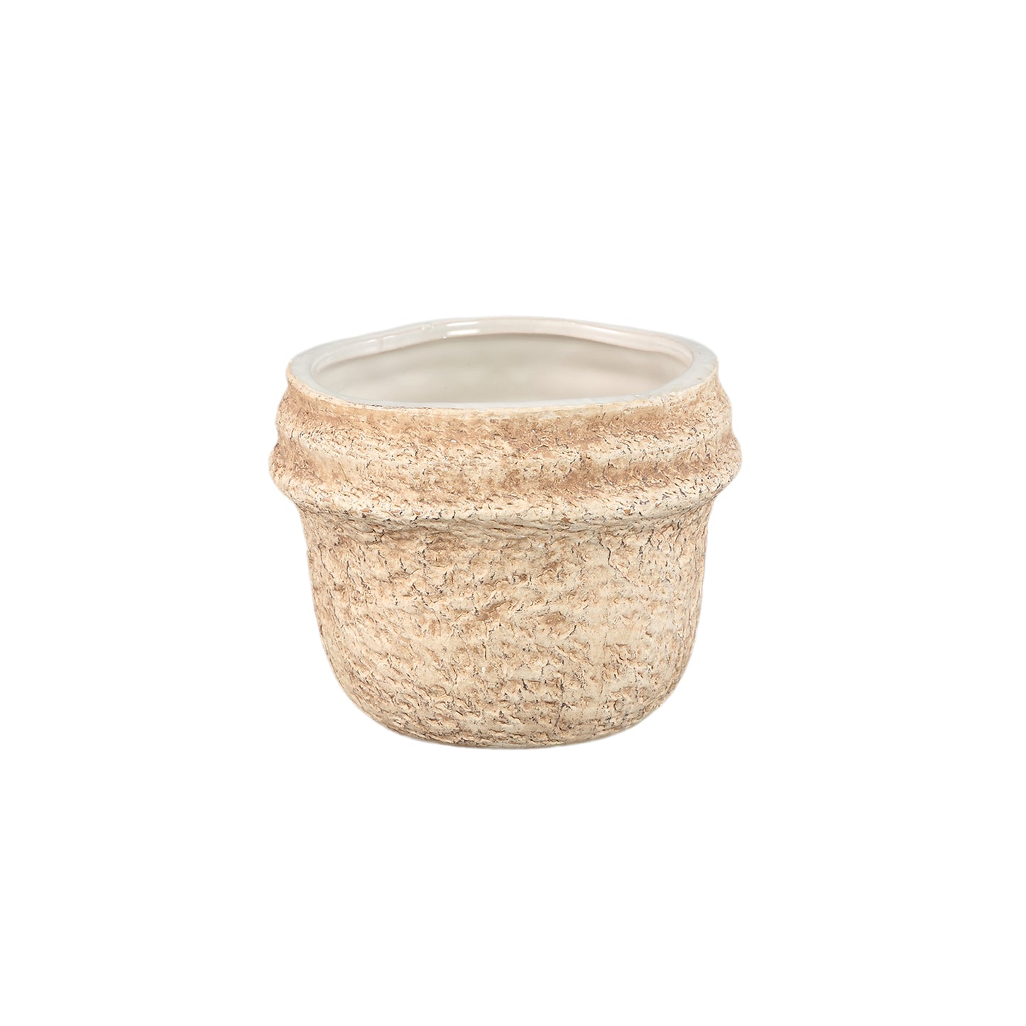 Mauvi Natuurlijke Keramische Pot Golvende Rand Rond S Set van 12 Stuks - 12 Sets 10.5x12x12 cm