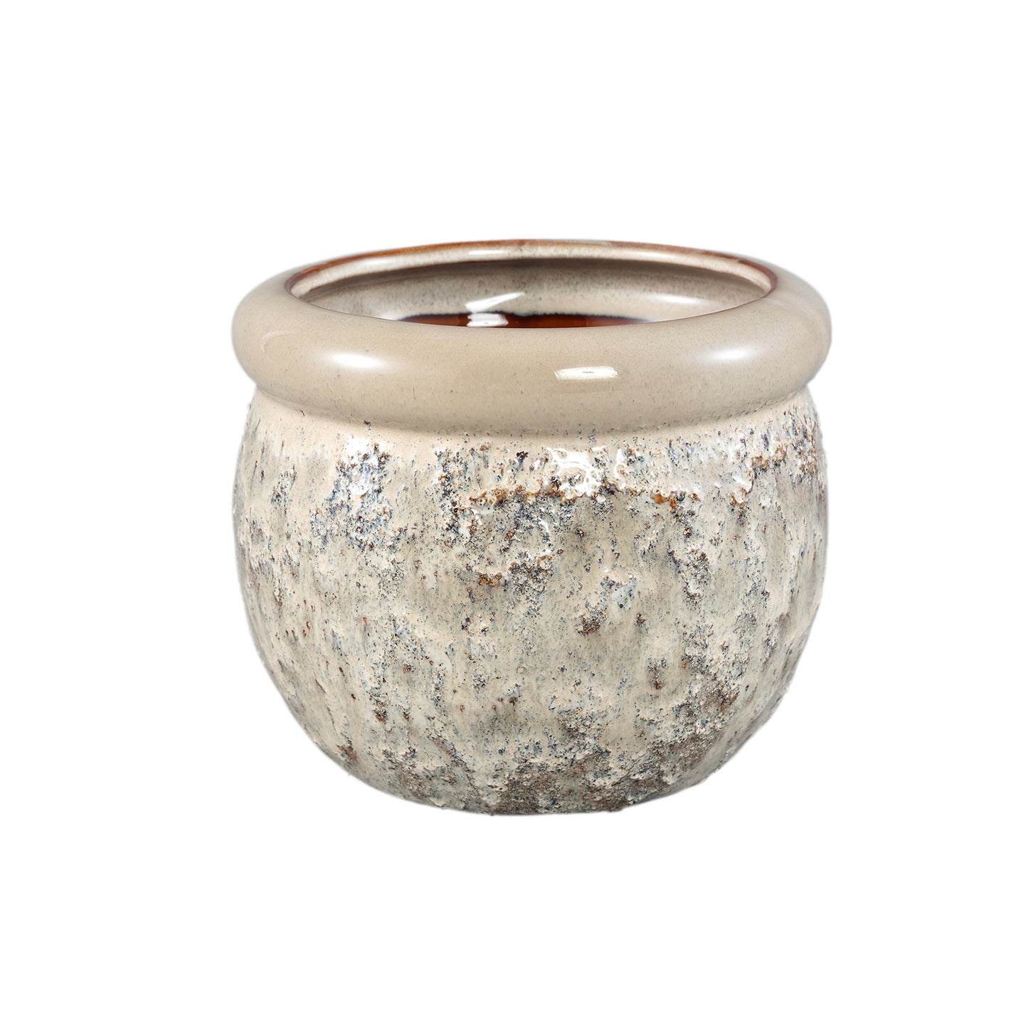Jena Crème Keramische Pot Rond met Dikkere Rand Groot - Set van 12 - 12 Sets 13x15.5x15.5 cm