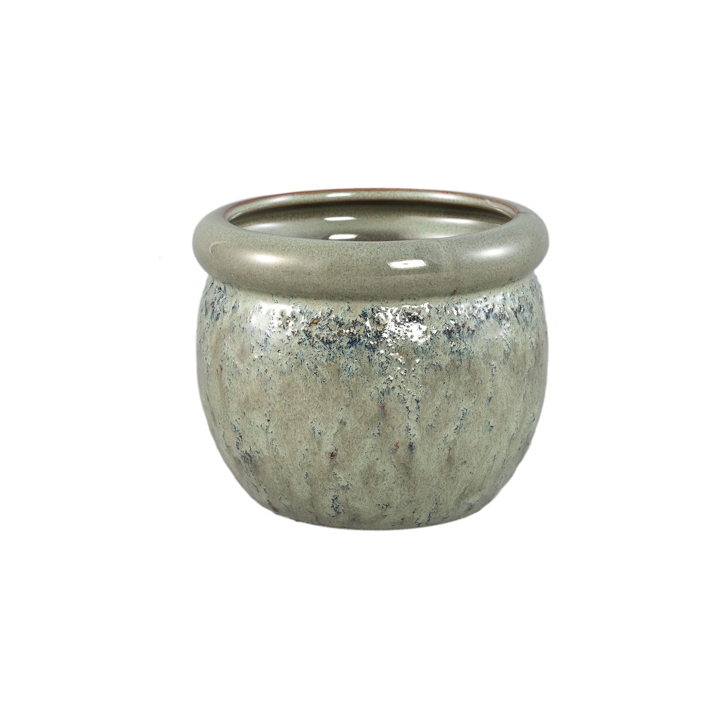 Jena Groene Keramische Pot Rond Dikkere Rand M - Set van 12 12x14x14 cm