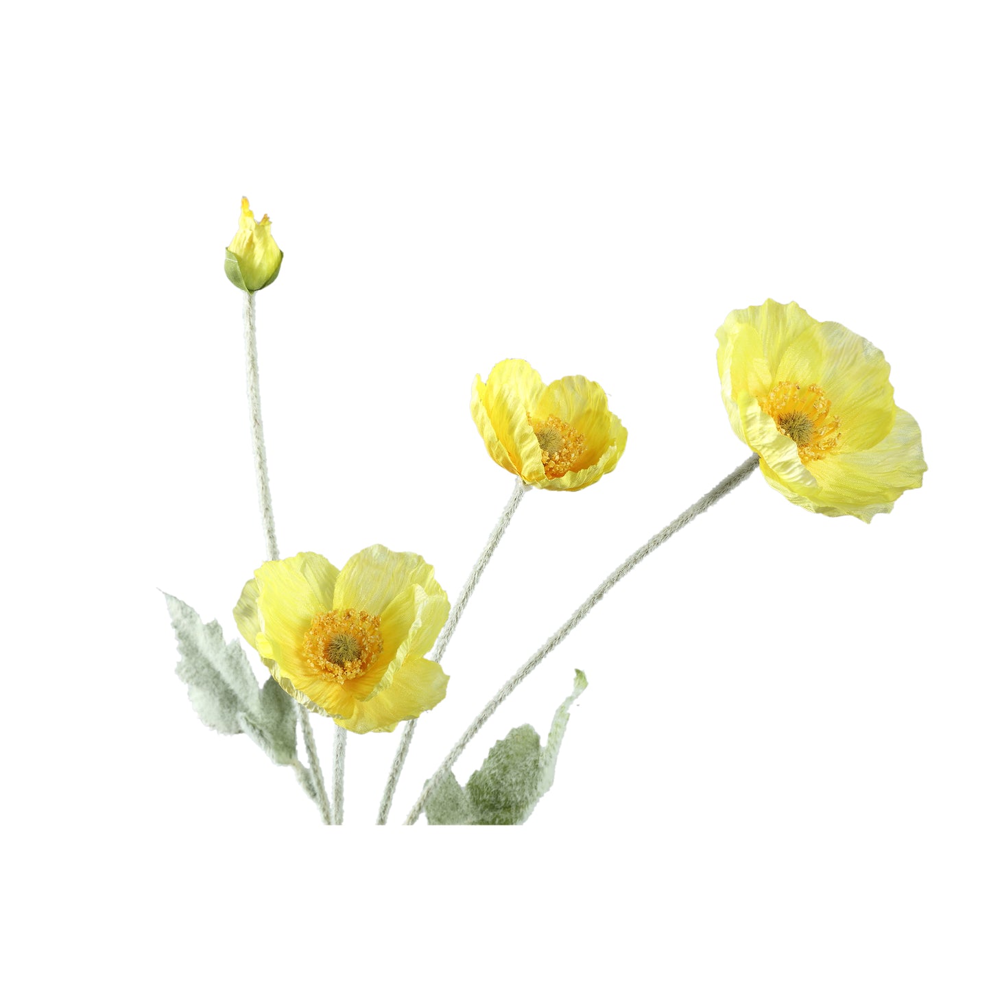 Poppy Flower Gele Klaproos Spray - Set van 12 60x30x14 cm