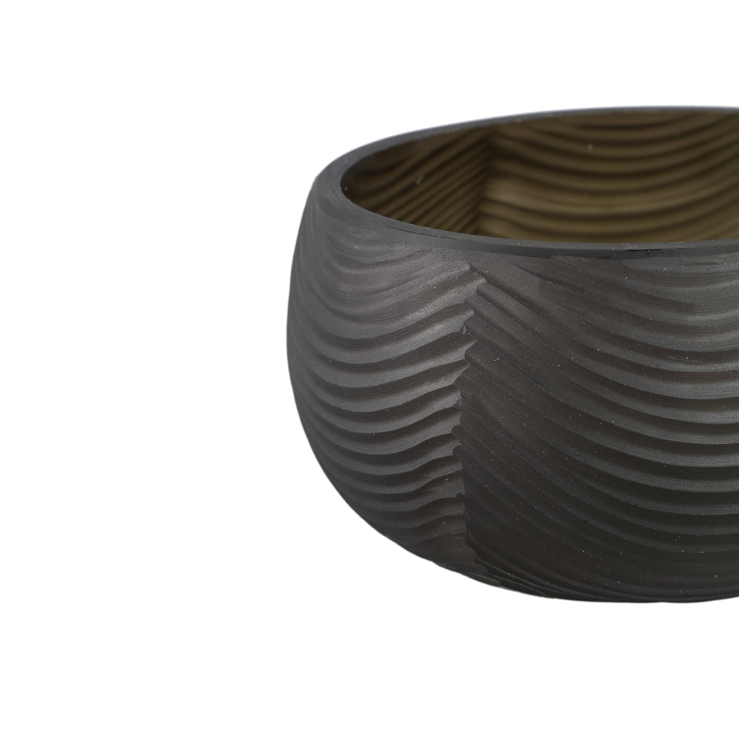 Elichi Bruine Glazen Schaal Rond Set van 2 - 2 Sets 10.5x22x22 cm