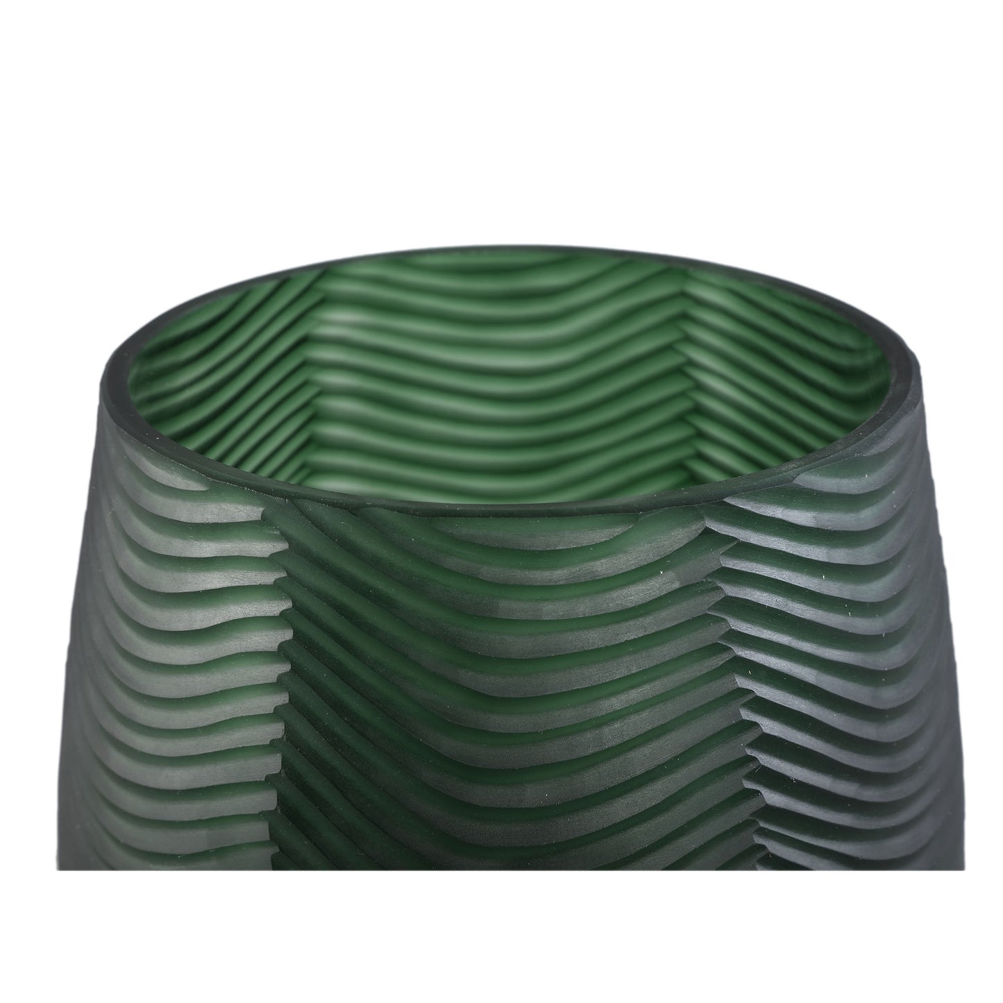 Elichi Groene Glazen Vaas Bombey Rond Set van 2 - 2 Sets 20.5x20.5x20.5 cm