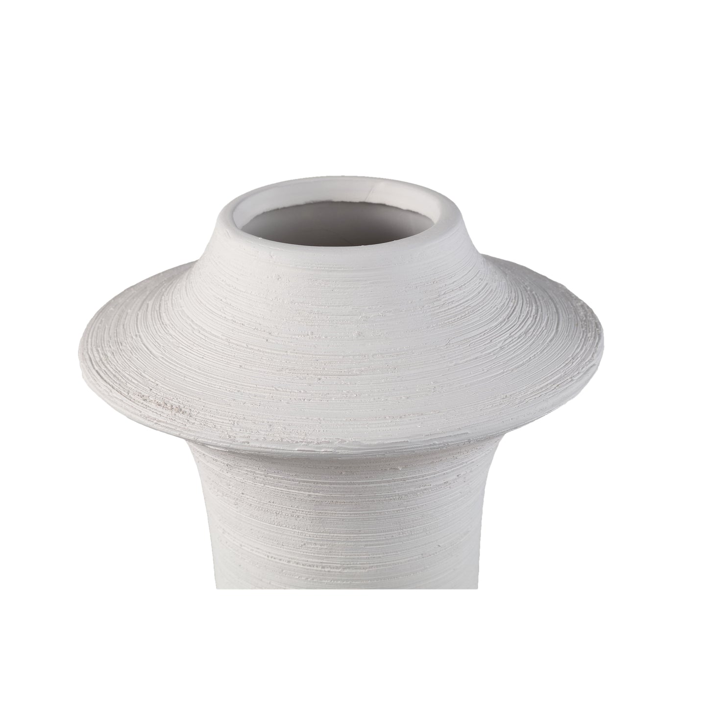 Rinder Witte Mat Keramische Brede Ring Vaas Hoog L Set van 2 - 2 Sets 29x18x18 cm
