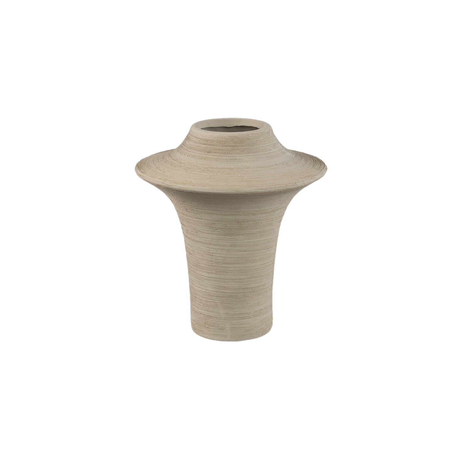 Rinder Beige Mat Keramische Brede Ring Vaas Hoog Set van 2 - 2 Sets 24x21x21 cm