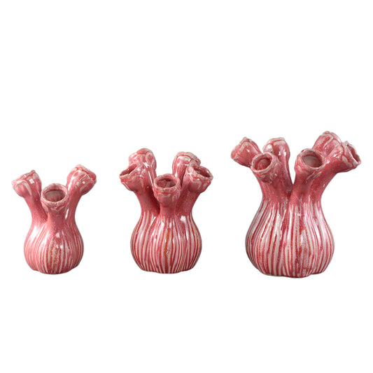 Annmarie Lichtroze Keramische Bloemvormige Buizen Set van 6 20x15.5x15.5 cm