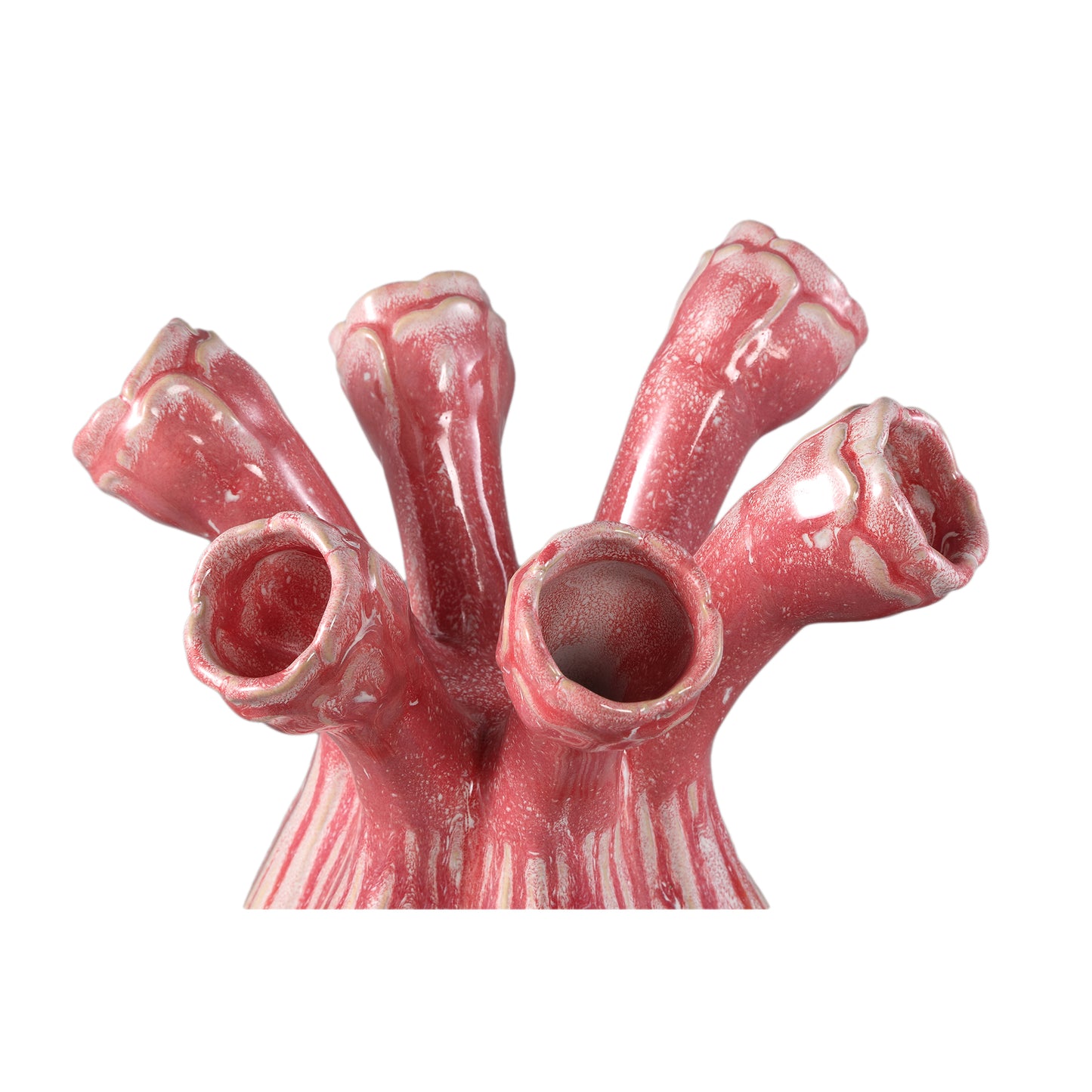 Annmarie Lichtroze Keramische Bloemvormige Buizen L - Set van 2 - 2 Sets 27x25x21.5 cm