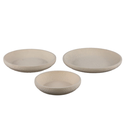 Hillie Crème Ronde Cementschaal Ruwe Afwerking M - Set van 6 Stuks 6x35x35 cm