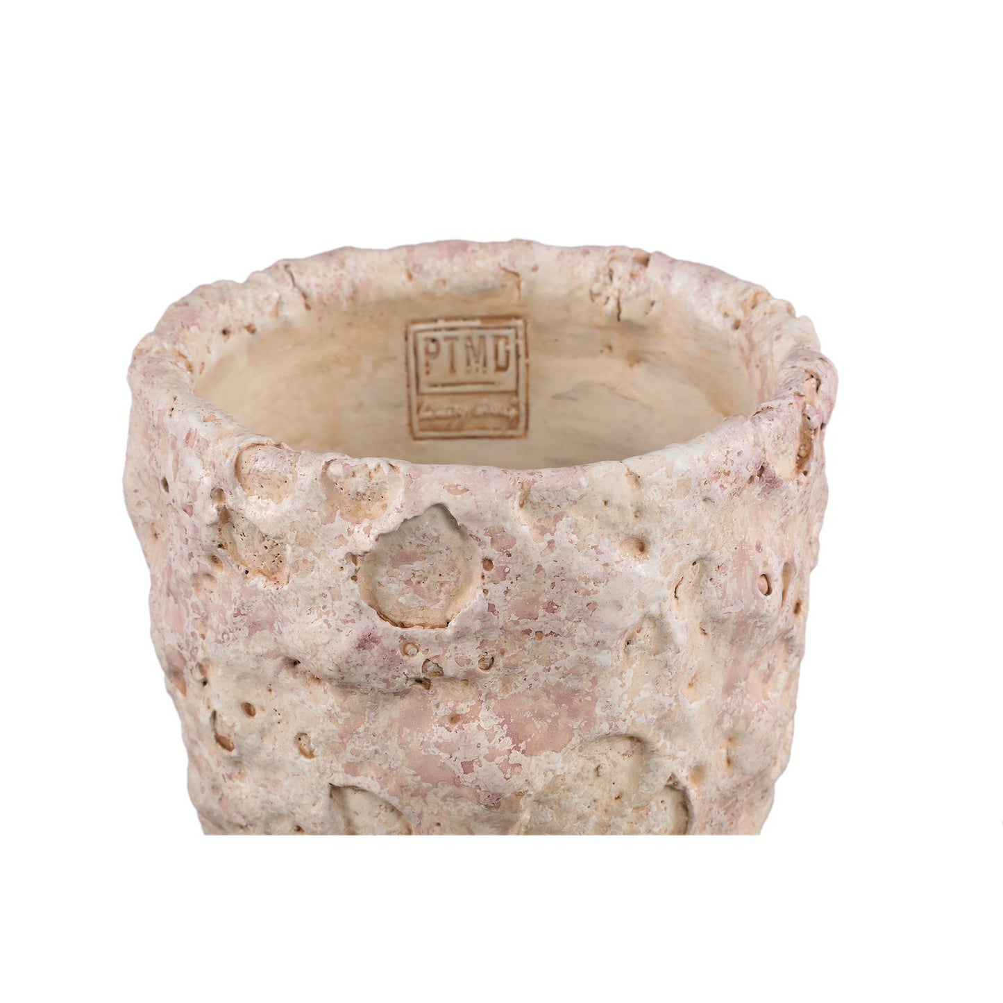 Romas Lichtroze Ronde Cementpot Ruwe Afwerking Set van 8 Stuks XL - 8 Sets 19x17x17 cm