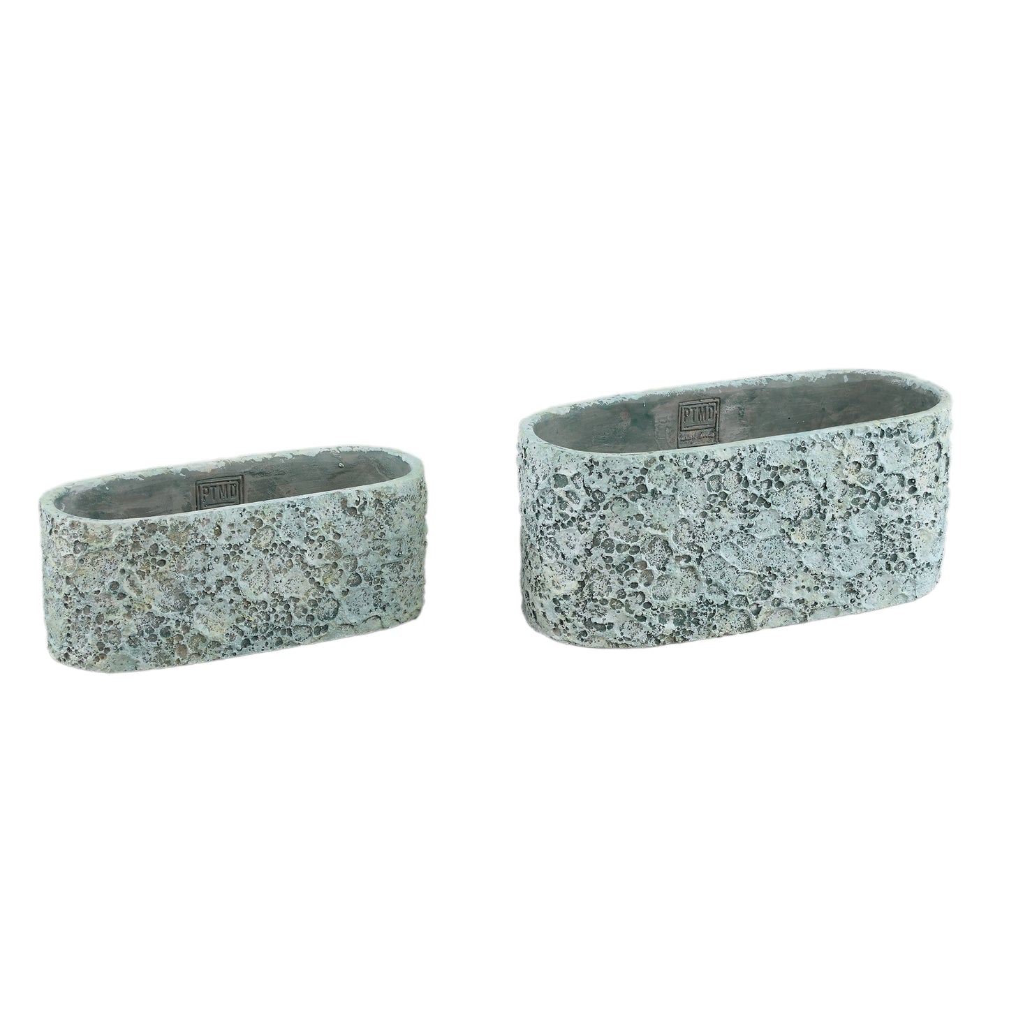 Darrel Blauwe Ovale Cementpot Ruw Oppervlak L Set van 8 Stuks 13x30x13 cm