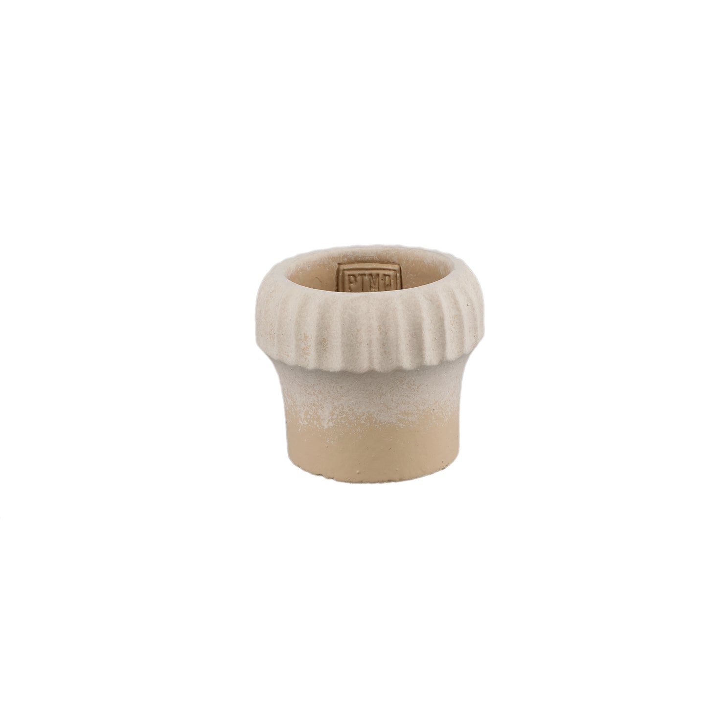 Emilee Beige Ronde Cementen Pot met Geribbelde Rand Set van 12 Stuks XS - 12 Sets 8x9x9 cm