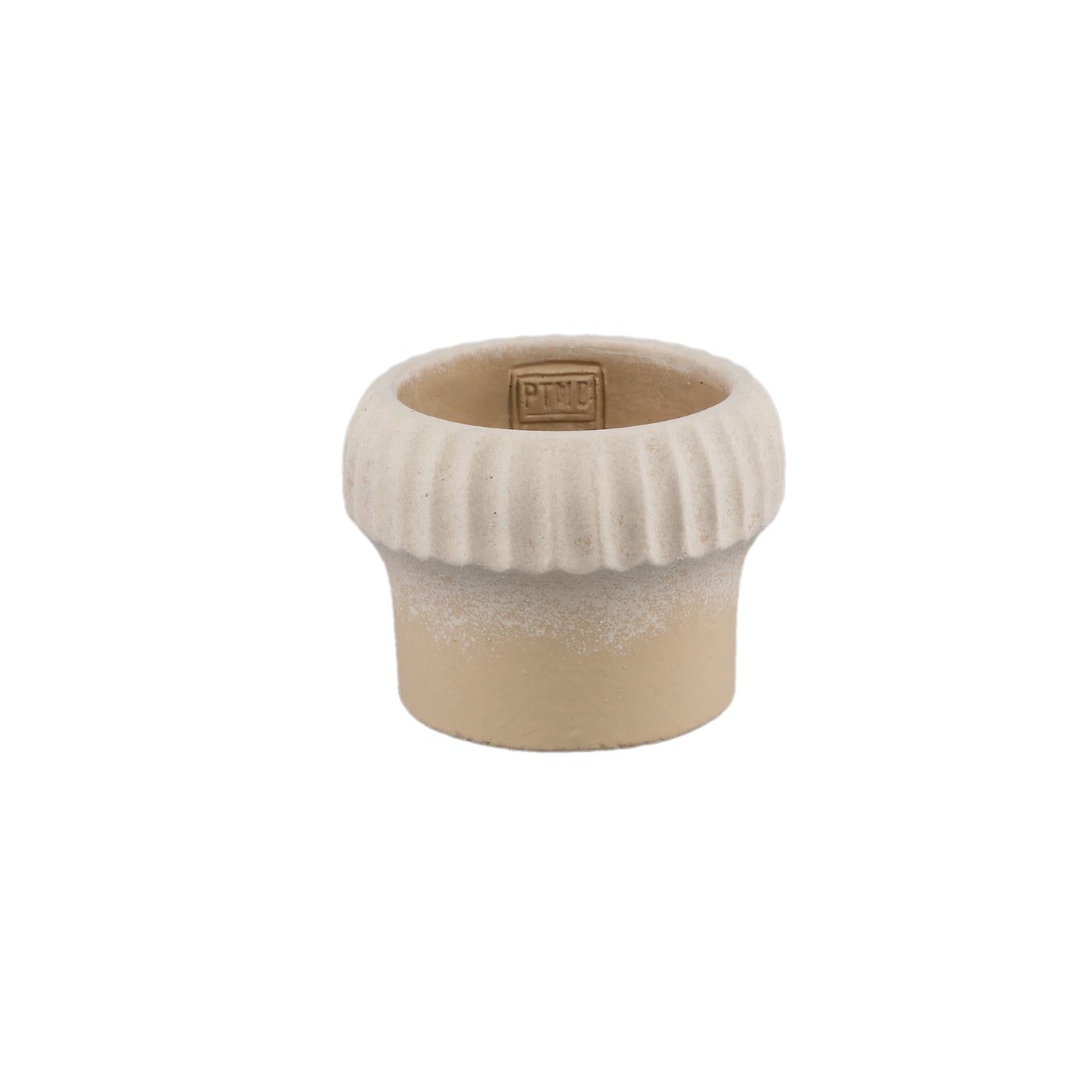 Emilee Beige Ronde Cementpot met Geribde Rand S - Set van 12 9x12x12 cm